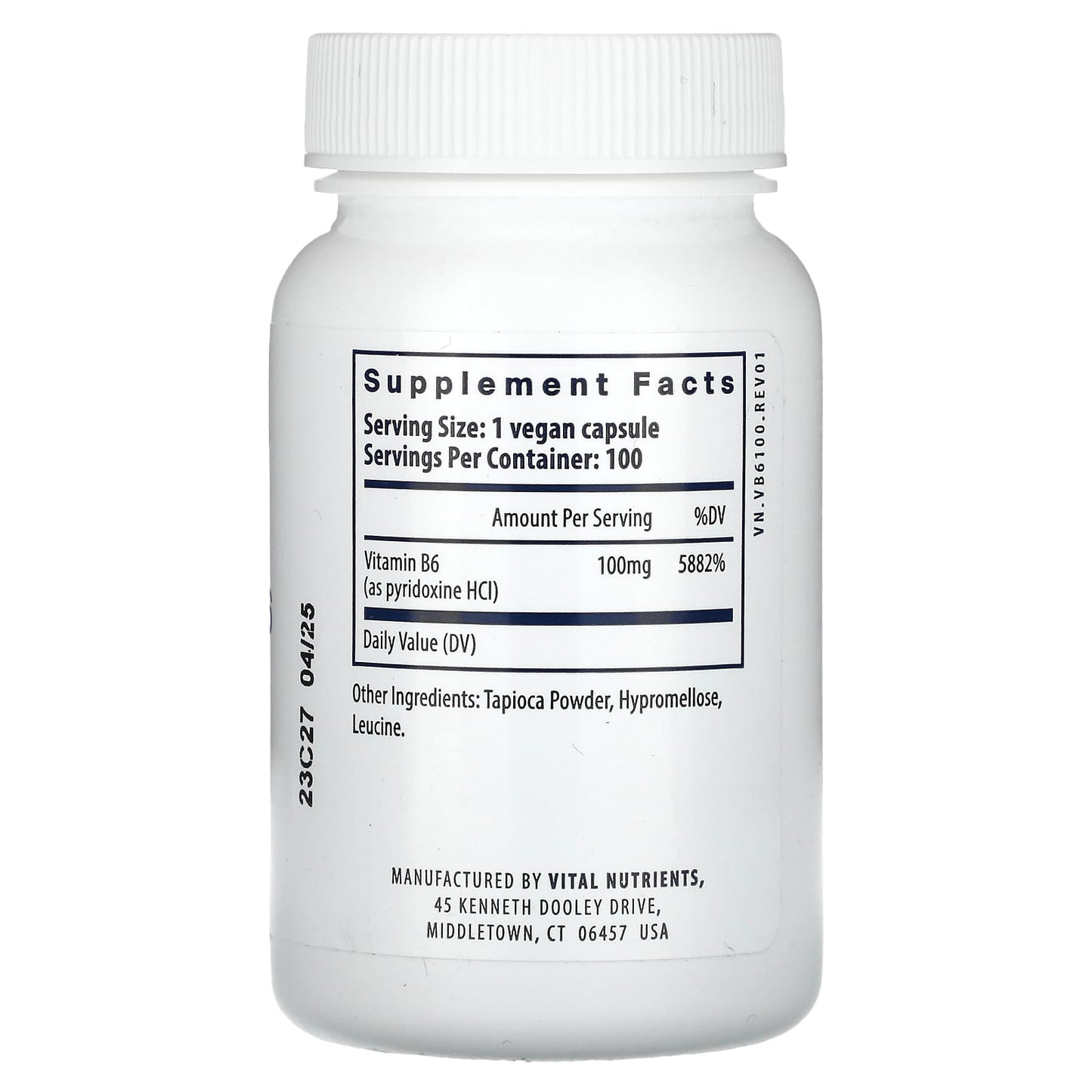 Vital Nutrients, Vitamin B6, 100 Vegan Capsules (100 mg per Capsule) - Image 2