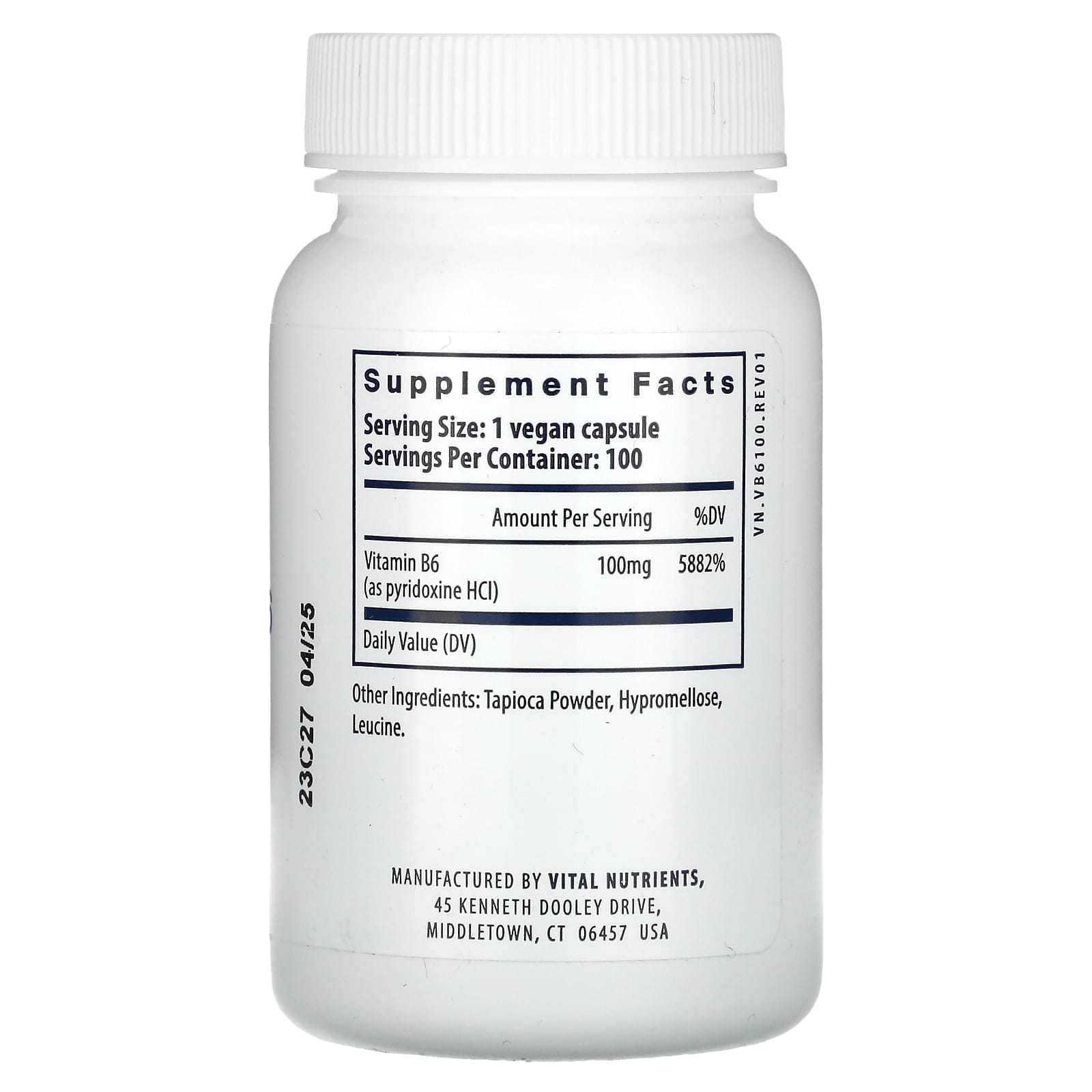 Vital Nutrients, Vitamin B6, 100 Vegan Capsules (100 mg per Capsule) - Image 2