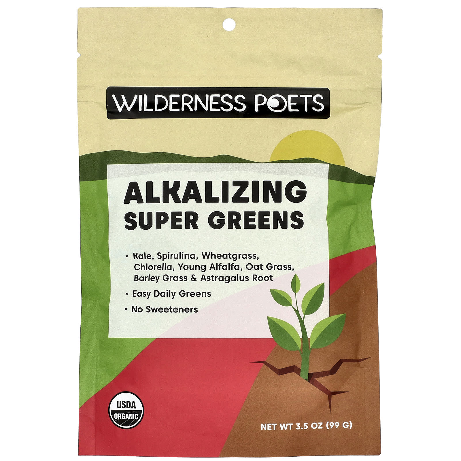 Wilderness Poets, Alkalizing Super Greens, 3.5 oz (99 g) - Image 1