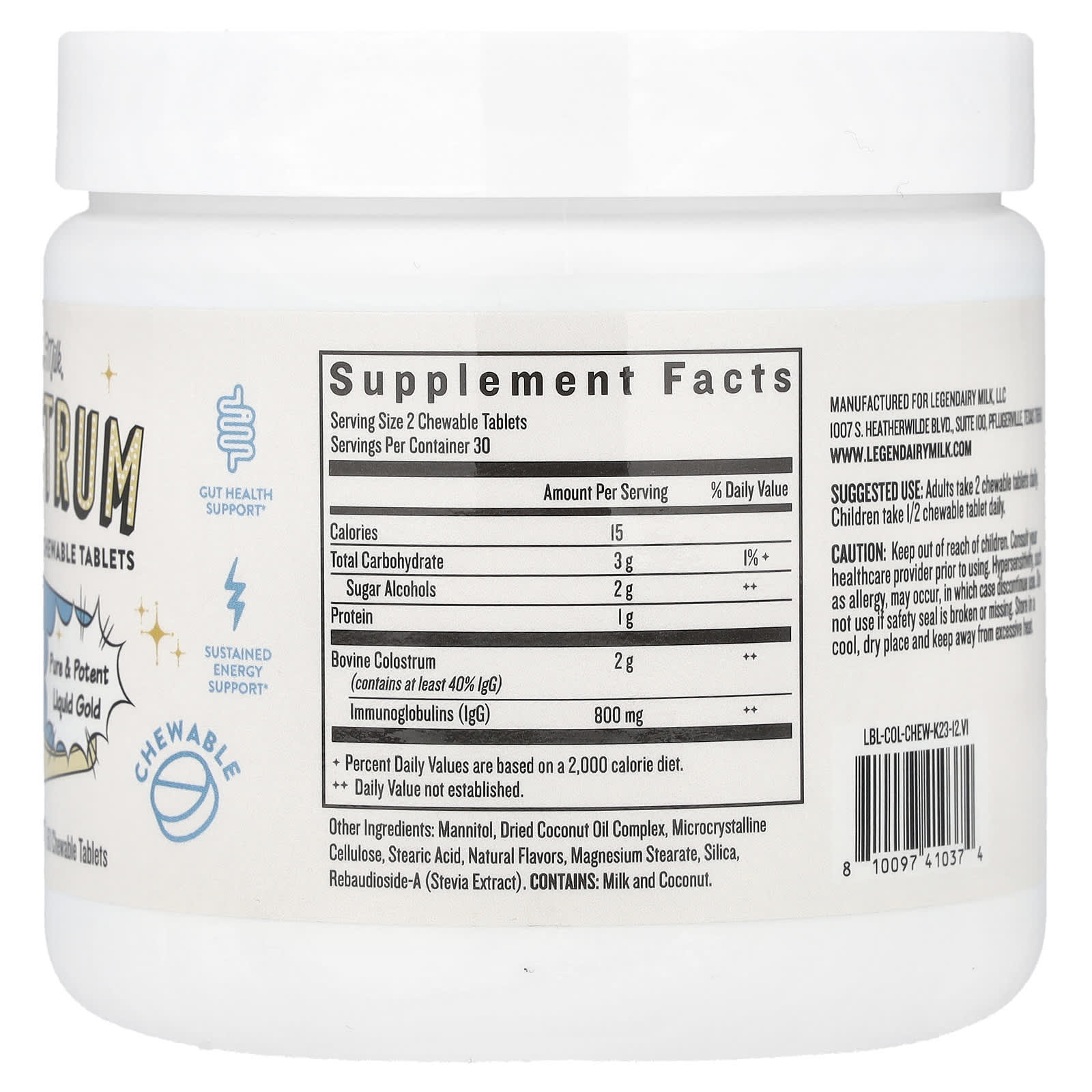 Legendairy Milk, Colostrum, Vanilla, 60 Chewable Tablets - Image 2