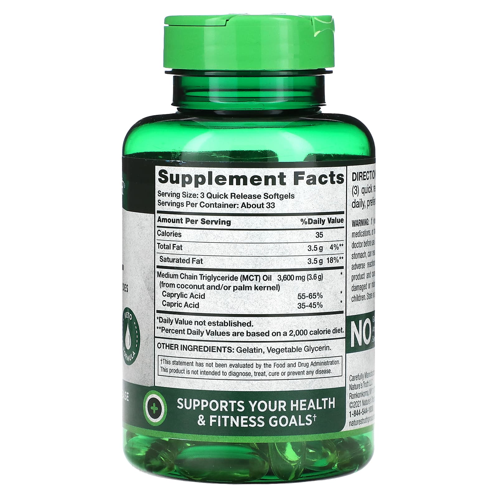 Nature's Truth, Vitamins, MCT Oil, 100 Quick Release Softgels (1,200 mg per Softgel) - Image 2