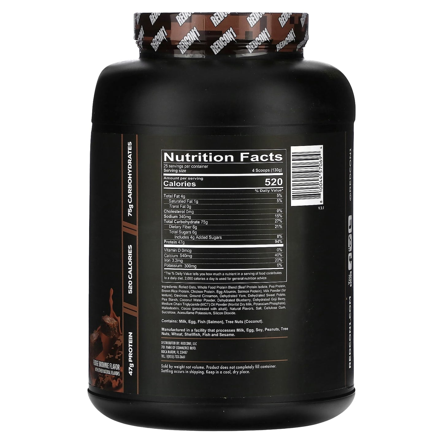 Redcon1, MRE, Whole Food Protein, Fudge Brownie, 7.16 lb (3,250 g) - Image 2