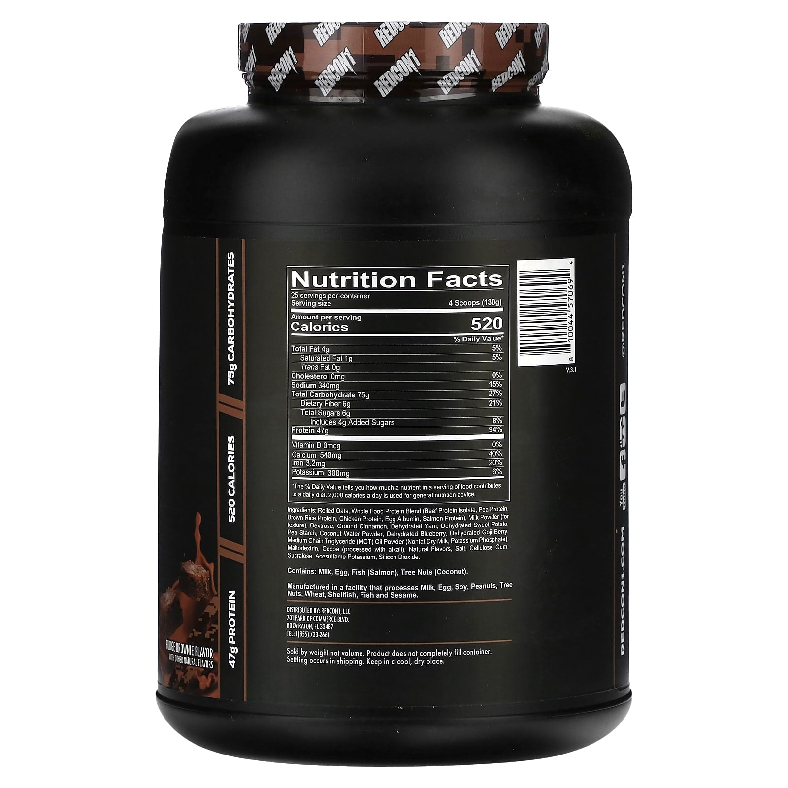Redcon1, MRE, Whole Food Protein, Fudge Brownie, 7.16 lb (3,250 g) - Image 2