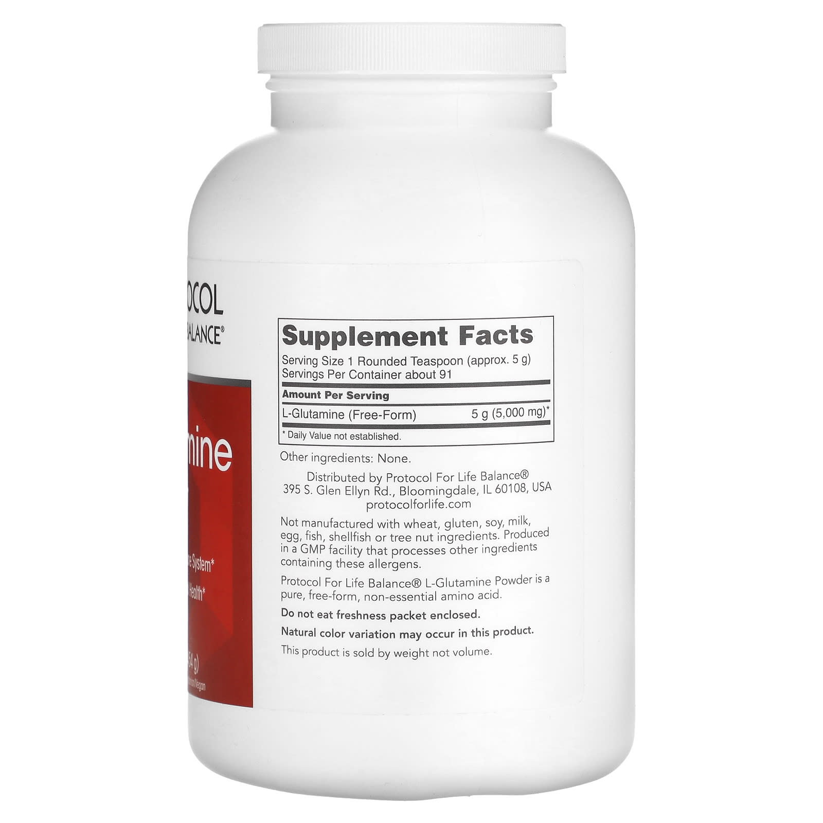 Protocol for Life Balance, L-Glutamine Pure Powder, 1 lb (454 g) - Image 2