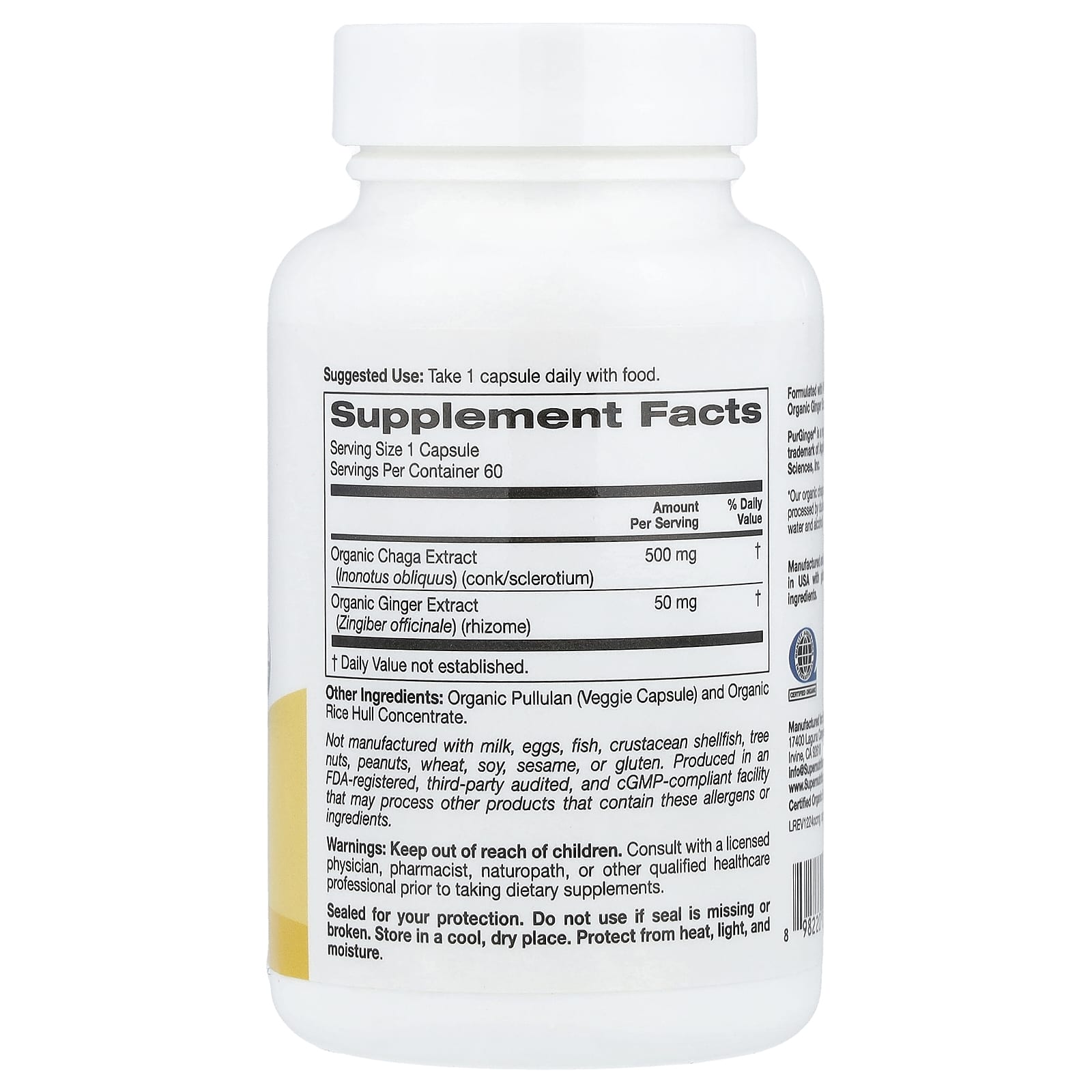 Organic Chaga & Ginger Immunity Boosters - 60 Vegan Capsules - Image 2