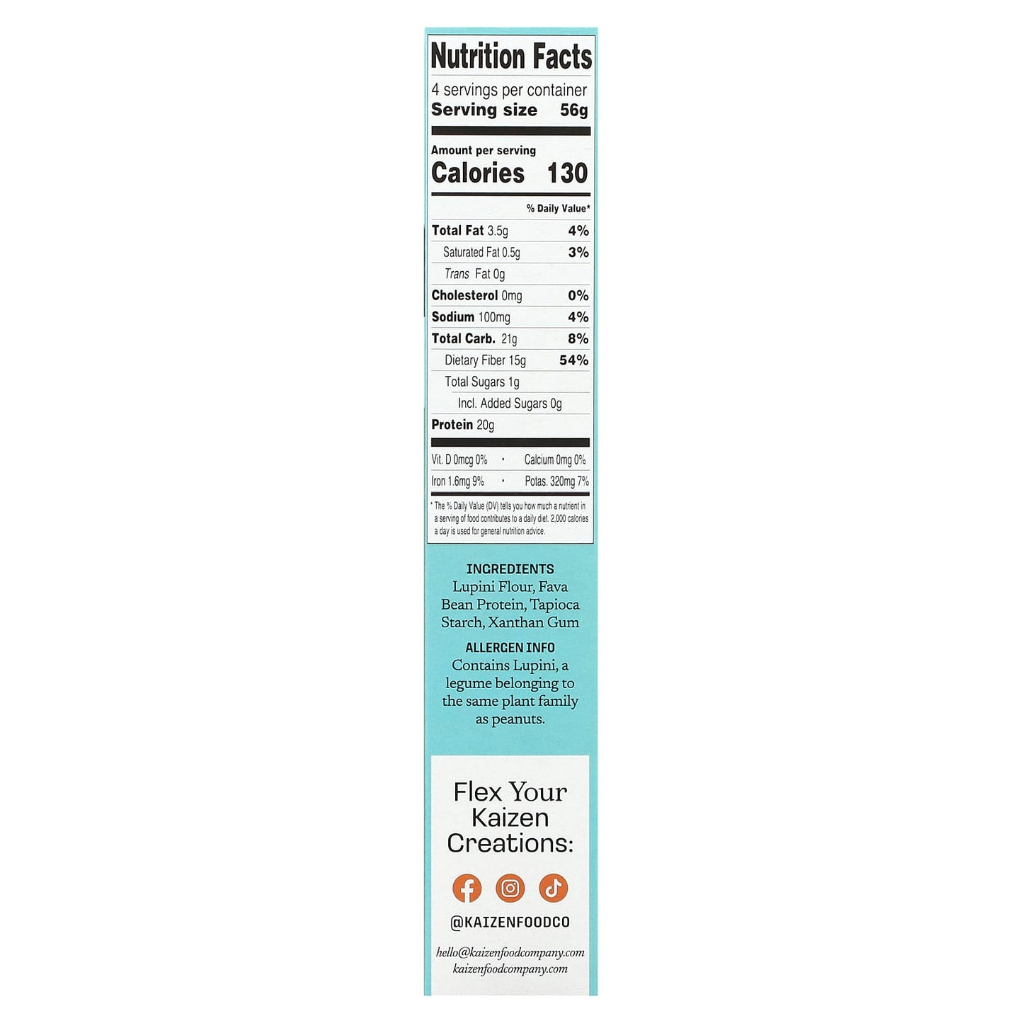 Gluten-Free, High-Protein Plant-Based Pasta by Kaizen (8 oz, 226g) - Image 2