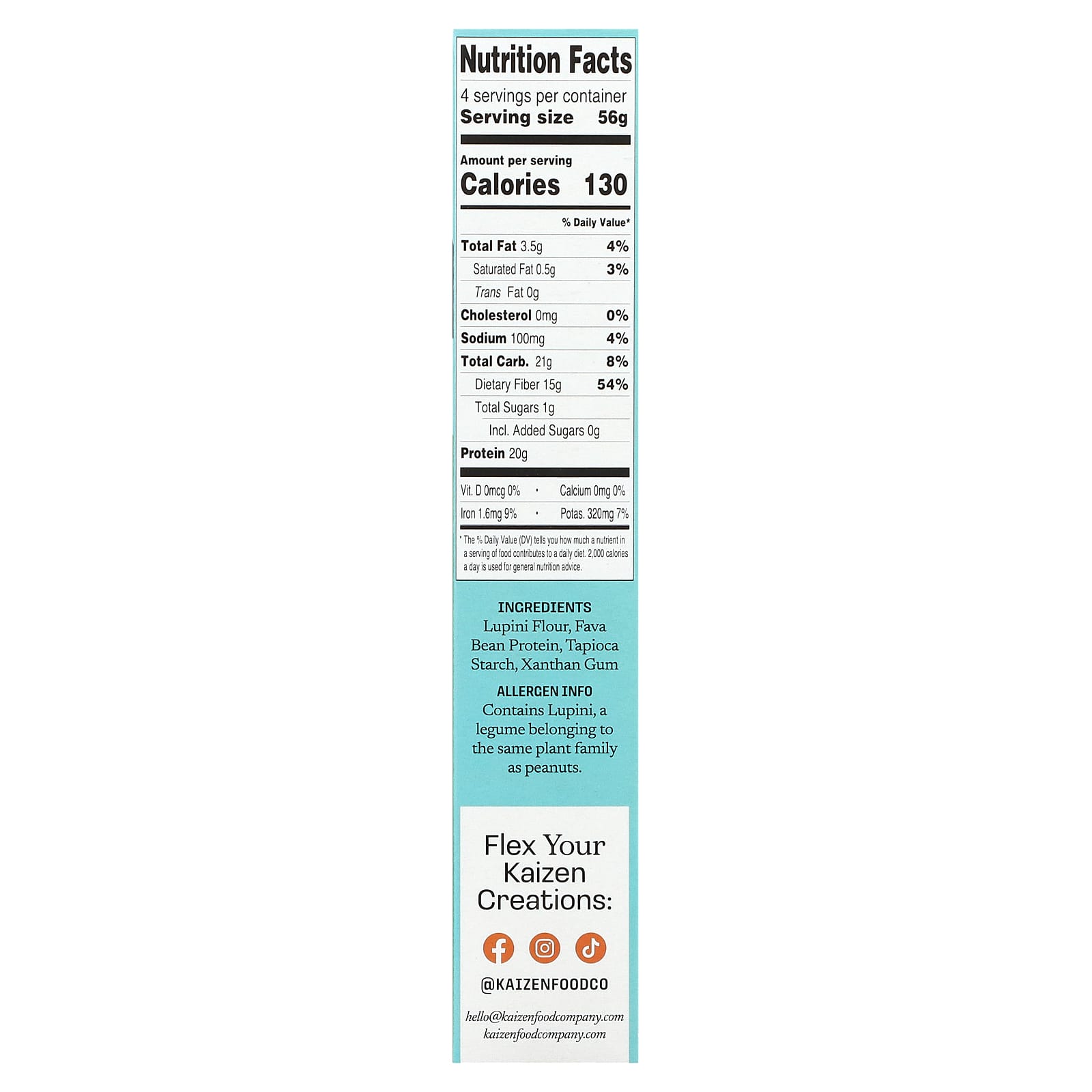 Gluten-Free, High-Protein Plant-Based Pasta by Kaizen (8 oz, 226g) - Image 2