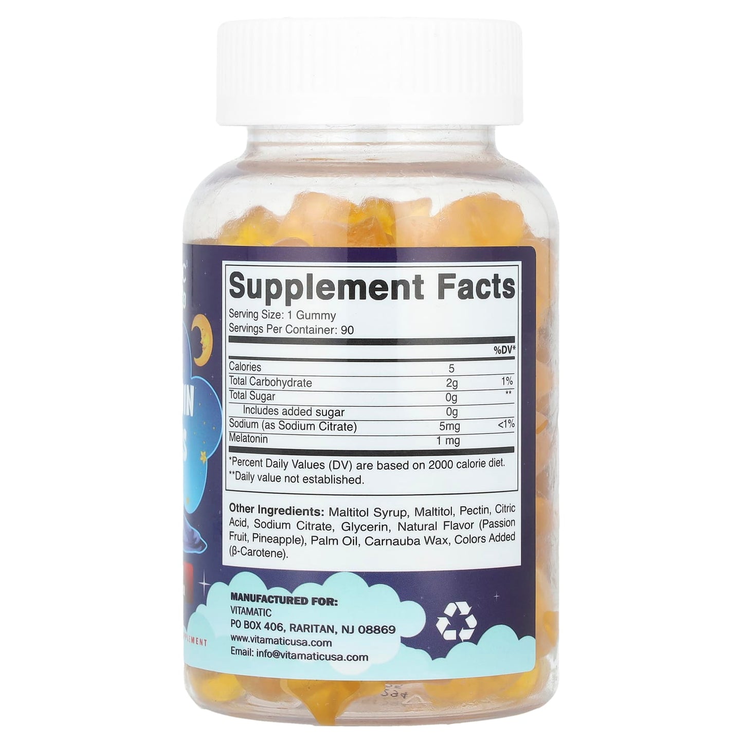 Vitamatic, Kids, Melatonin Gummies, Pineapple & Passionfruit, 90 Count - Image 2