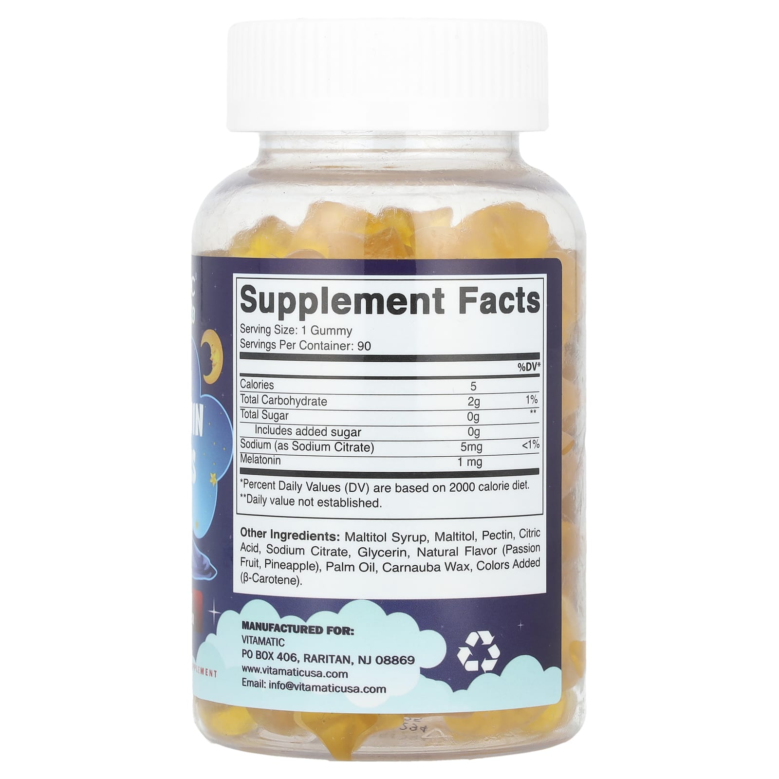 Vitamatic, Kids, Melatonin Gummies, Pineapple & Passionfruit, 90 Count - Image 2