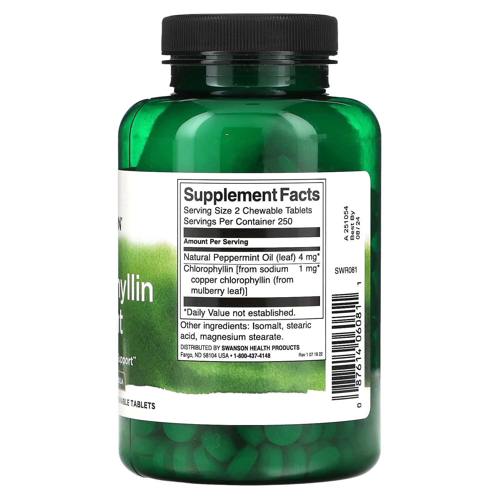 Swanson, Chlorophyllin & Mint, 500 Chewable Tablets - Image 2