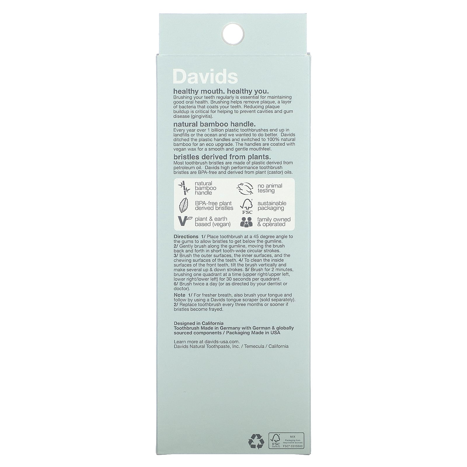 Davids Bamboo Toothbrush Set - Eco Friendly & Cruelty Free - Image 2