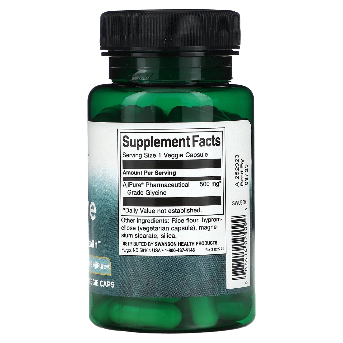 Swanson, Glycine, 500 mg, 60 Veggie Caps - Image 2
