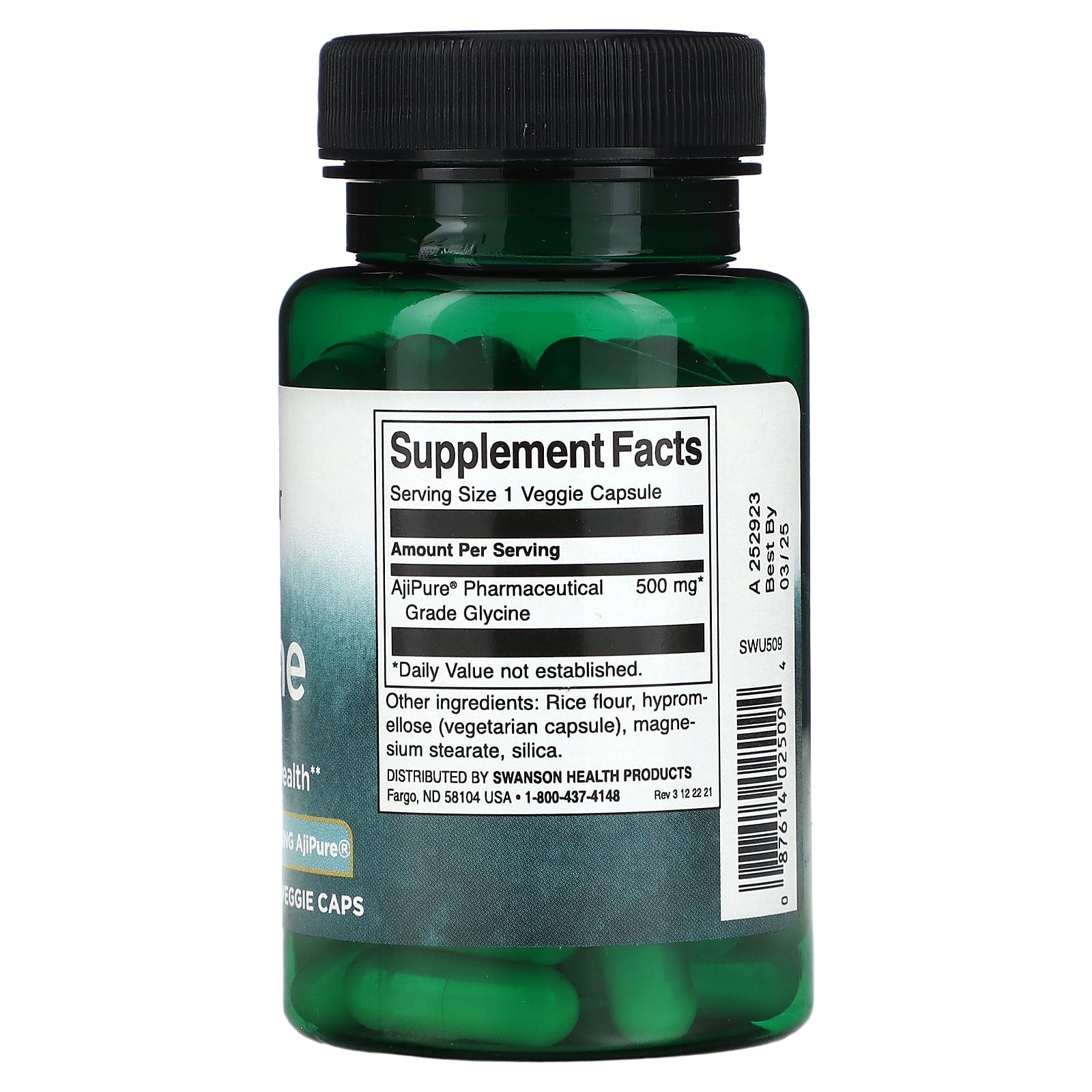 Swanson, Glycine, 500 mg, 60 Veggie Caps - Image 2