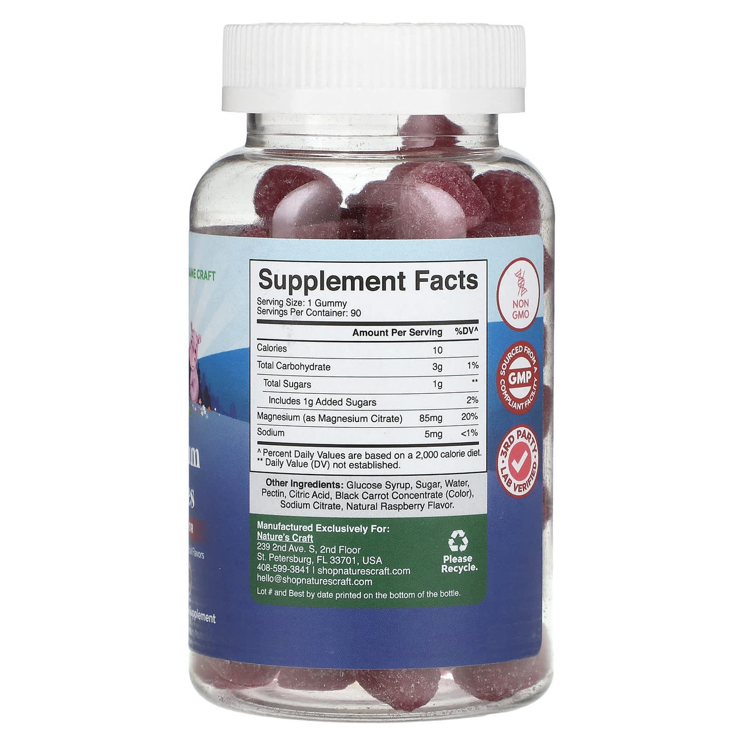 Nature's Craft, Kids Magnesium Gummies, Raspberry, 90 Gummies - Image 2