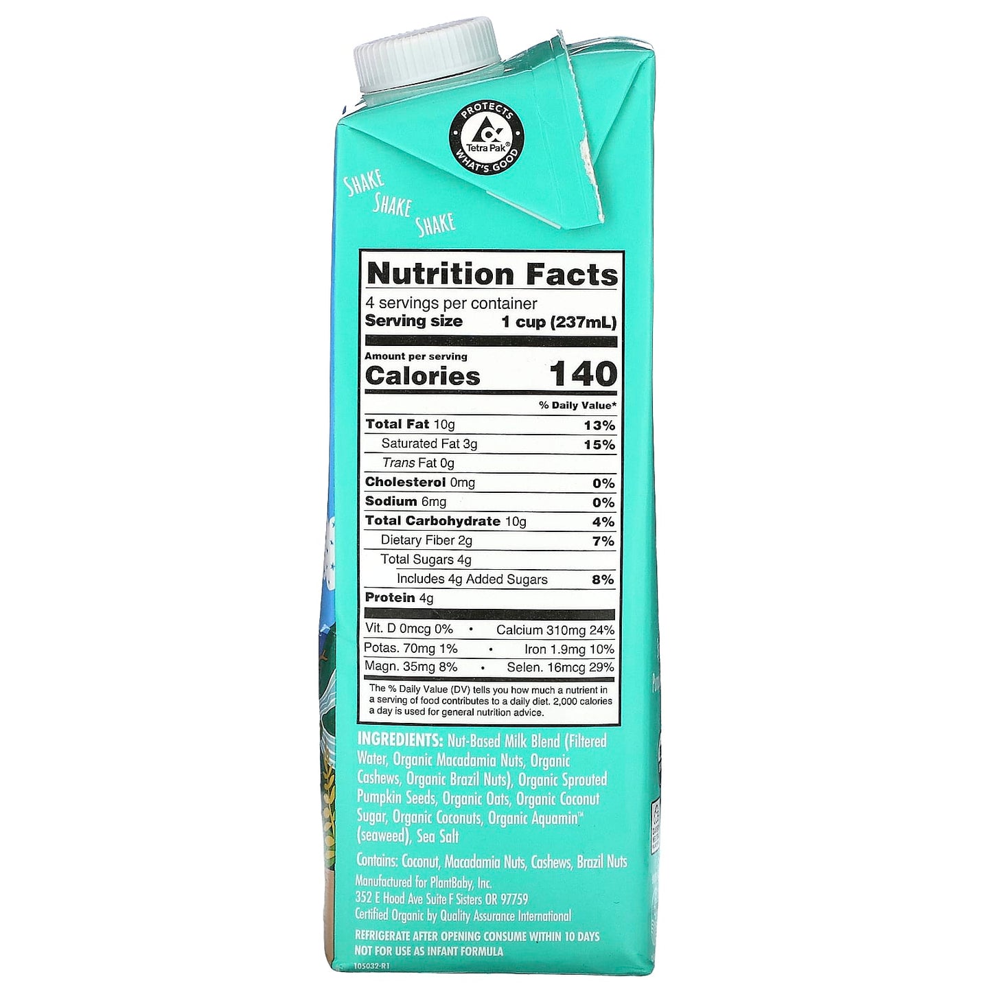 Kiki Milk, Organic Nut & Seed Based Milk, Mac Nut, 32 fl oz (946 ml) - Image 2