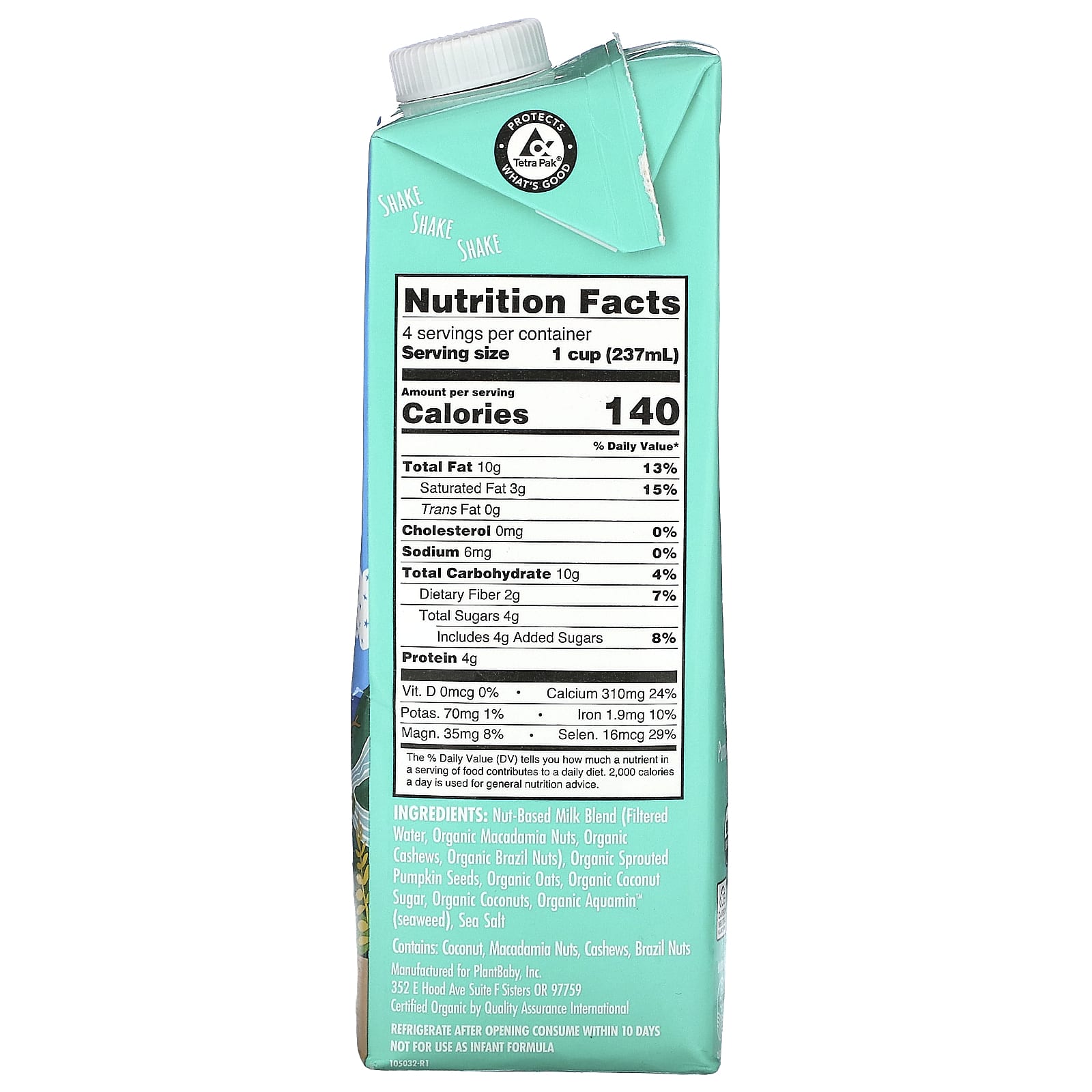 Kiki Milk, Organic Nut & Seed Based Milk, Mac Nut, 32 fl oz (946 ml) - Image 2
