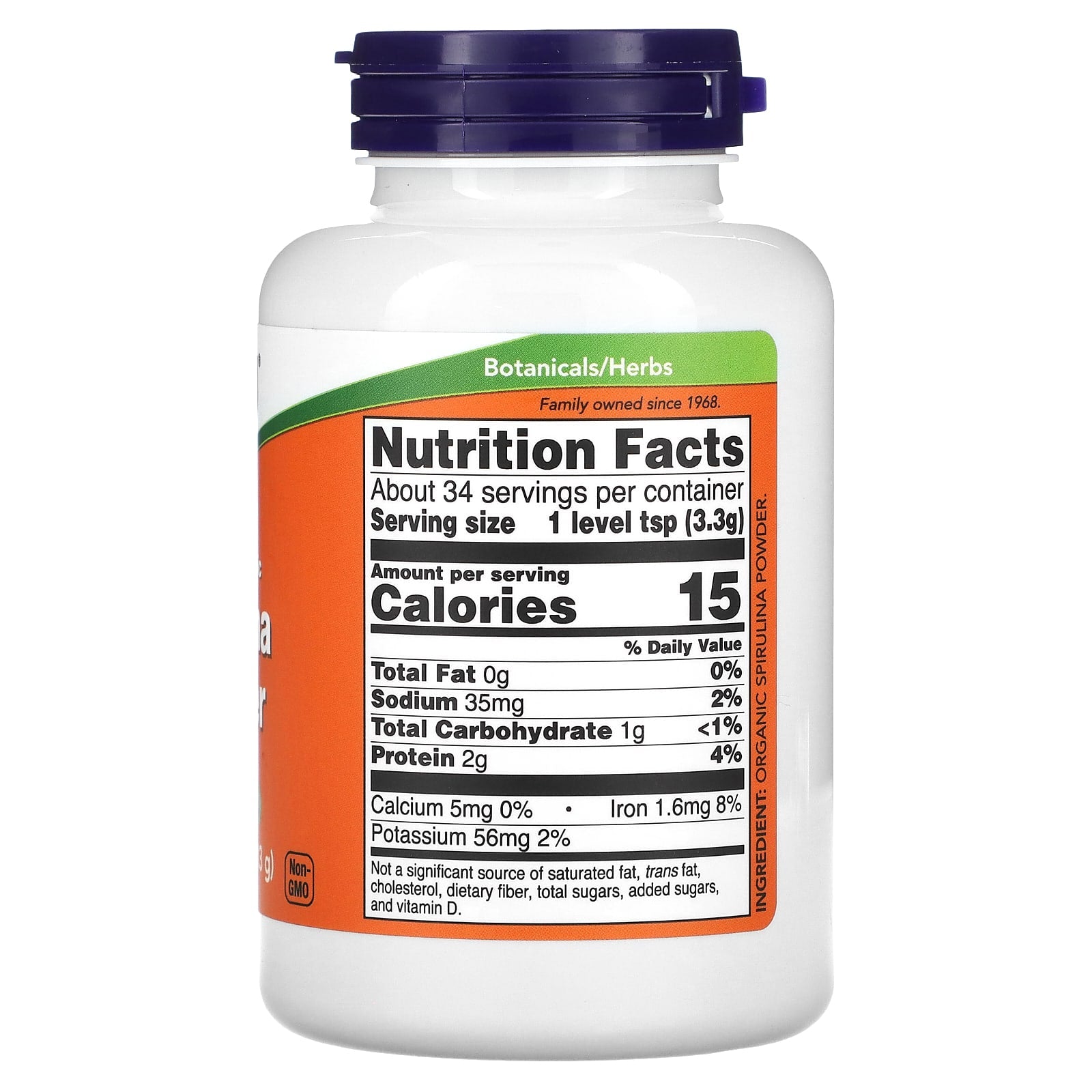 NOW Foods, Certified Organic Spirulina Powder, Pure, 4 oz (113 g) - Image 2