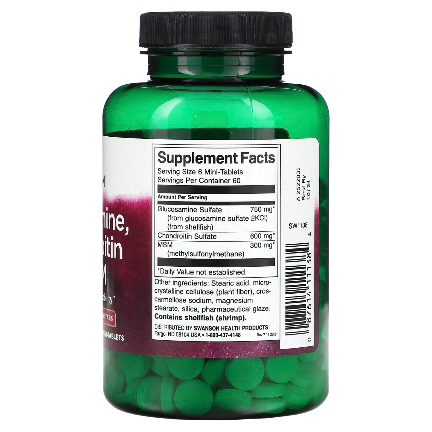 Swanson, Glucosamine, Chondroitin & MSM, 360 Mini Tablets - Image 2