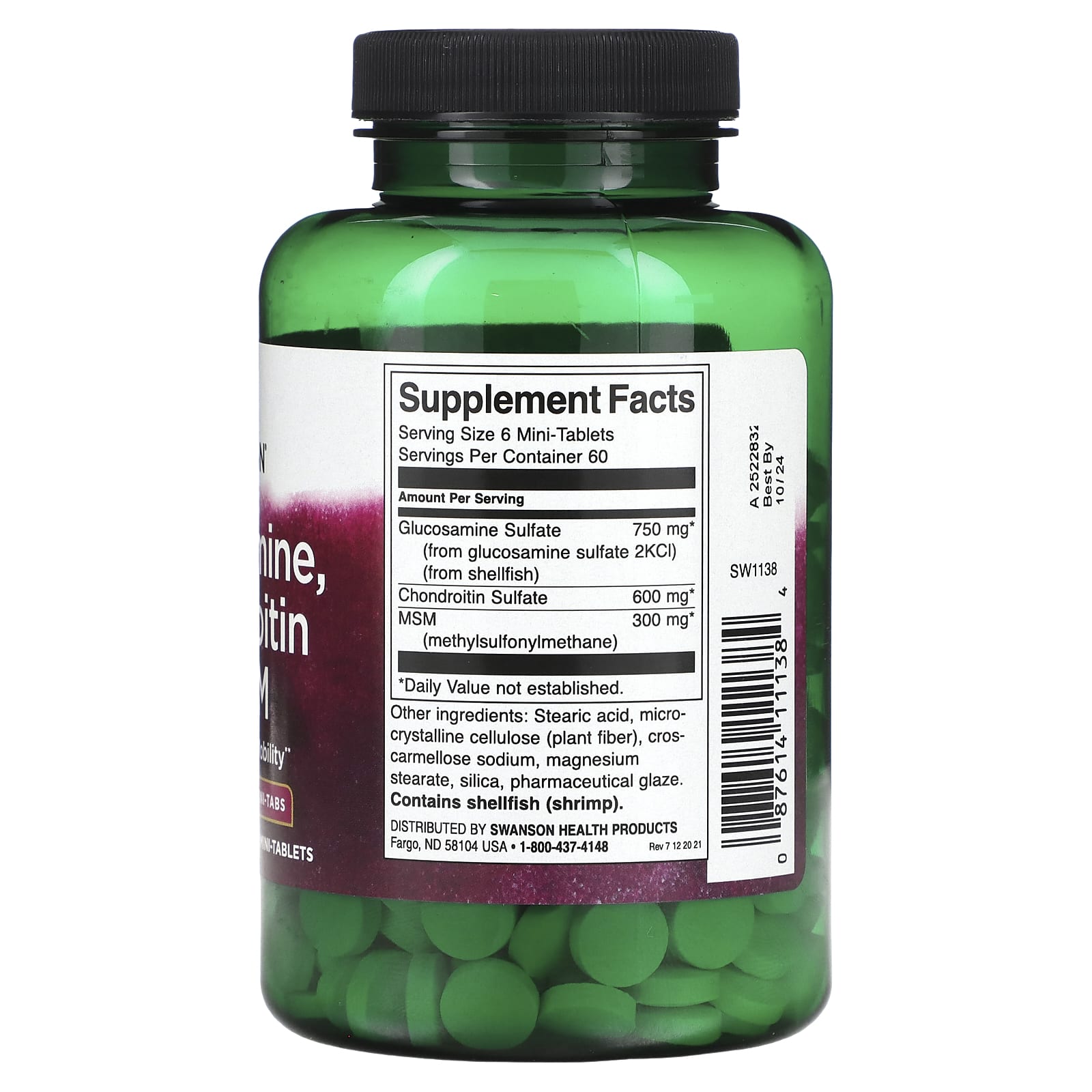 Swanson, Glucosamine, Chondroitin & MSM, 360 Mini Tablets - Image 2