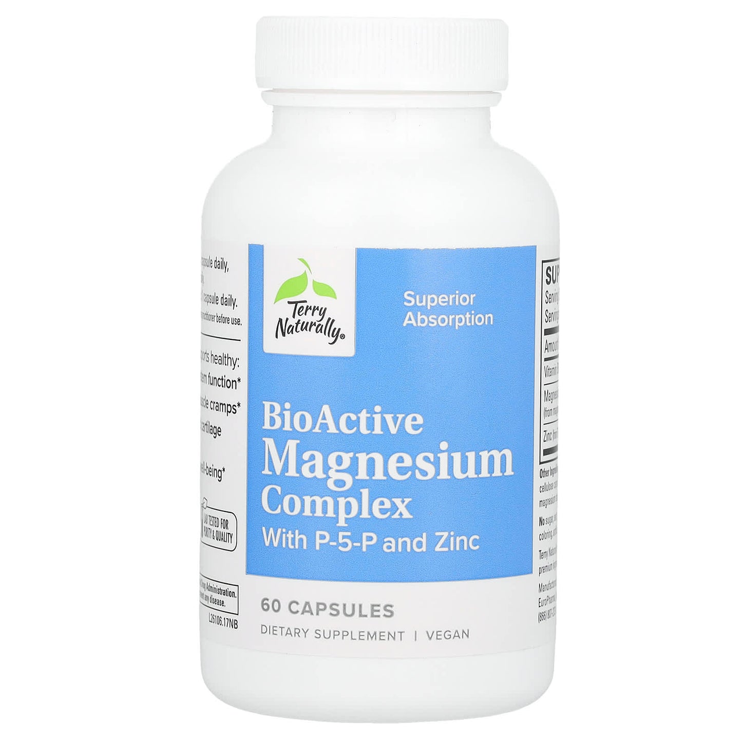 Terry Naturally, BioActive Magnesium Complex with P-5-P and Zinc, 60 Capsules - Image 1