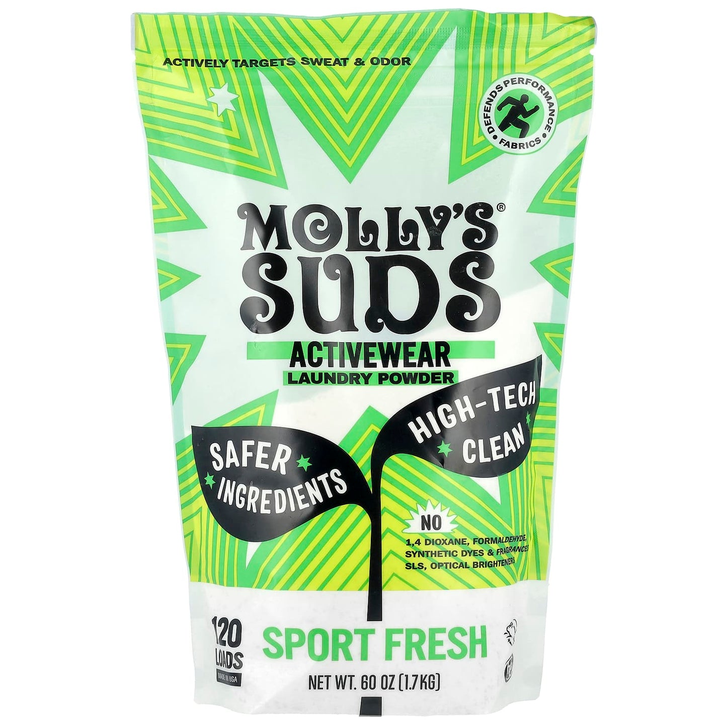 Molly's Suds, Activewear Laundry Powder, Sport Fresh, 60 oz (1.7 kg) - Image 1