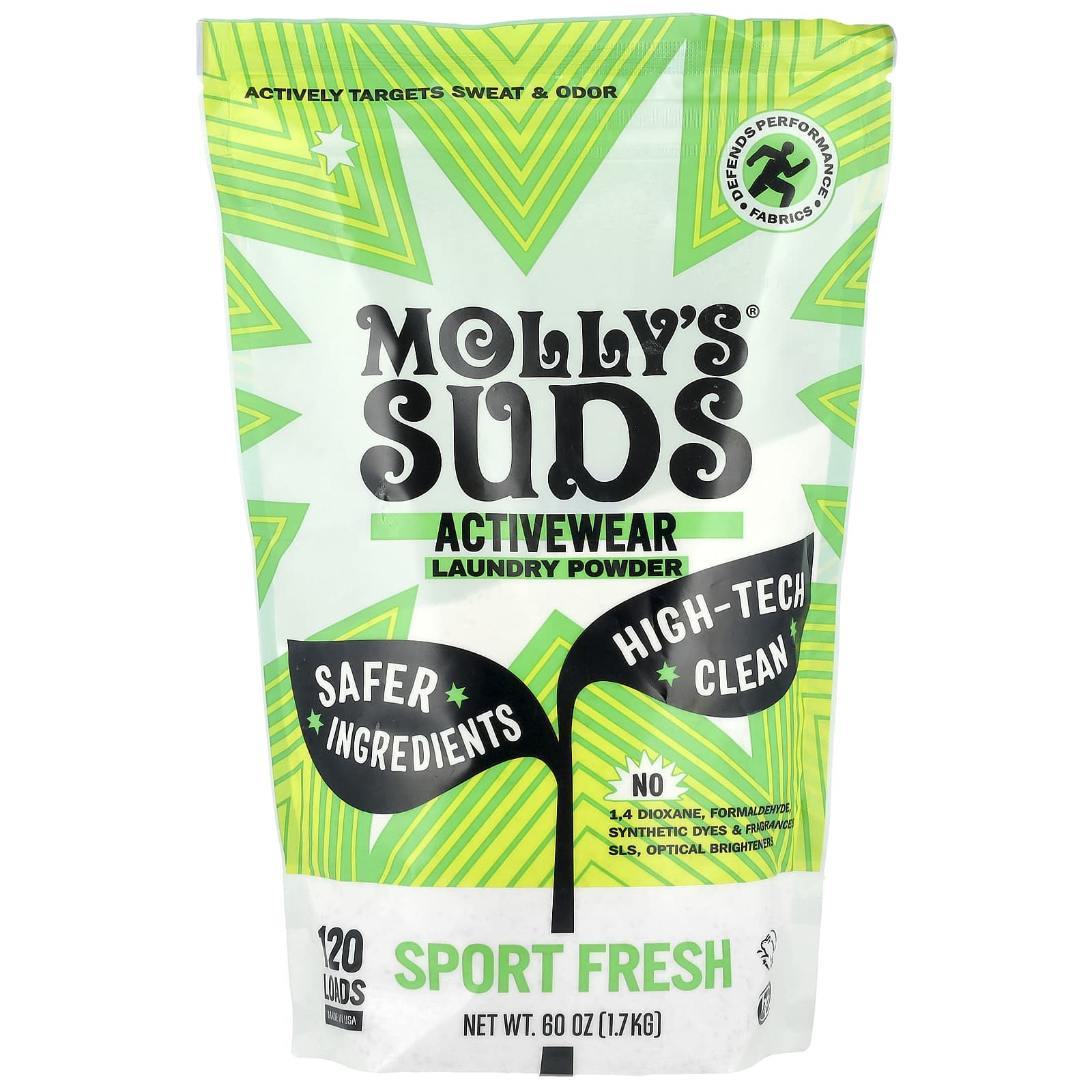 Molly's Suds, Activewear Laundry Powder, Sport Fresh, 60 oz (1.7 kg) - Image 1