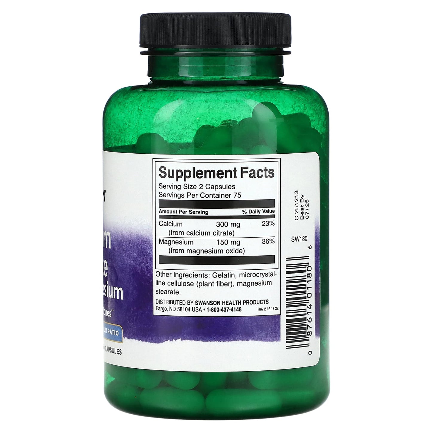 Swanson, Calcium Citrate Plus Magnesium, 150 Capsules - Image 2