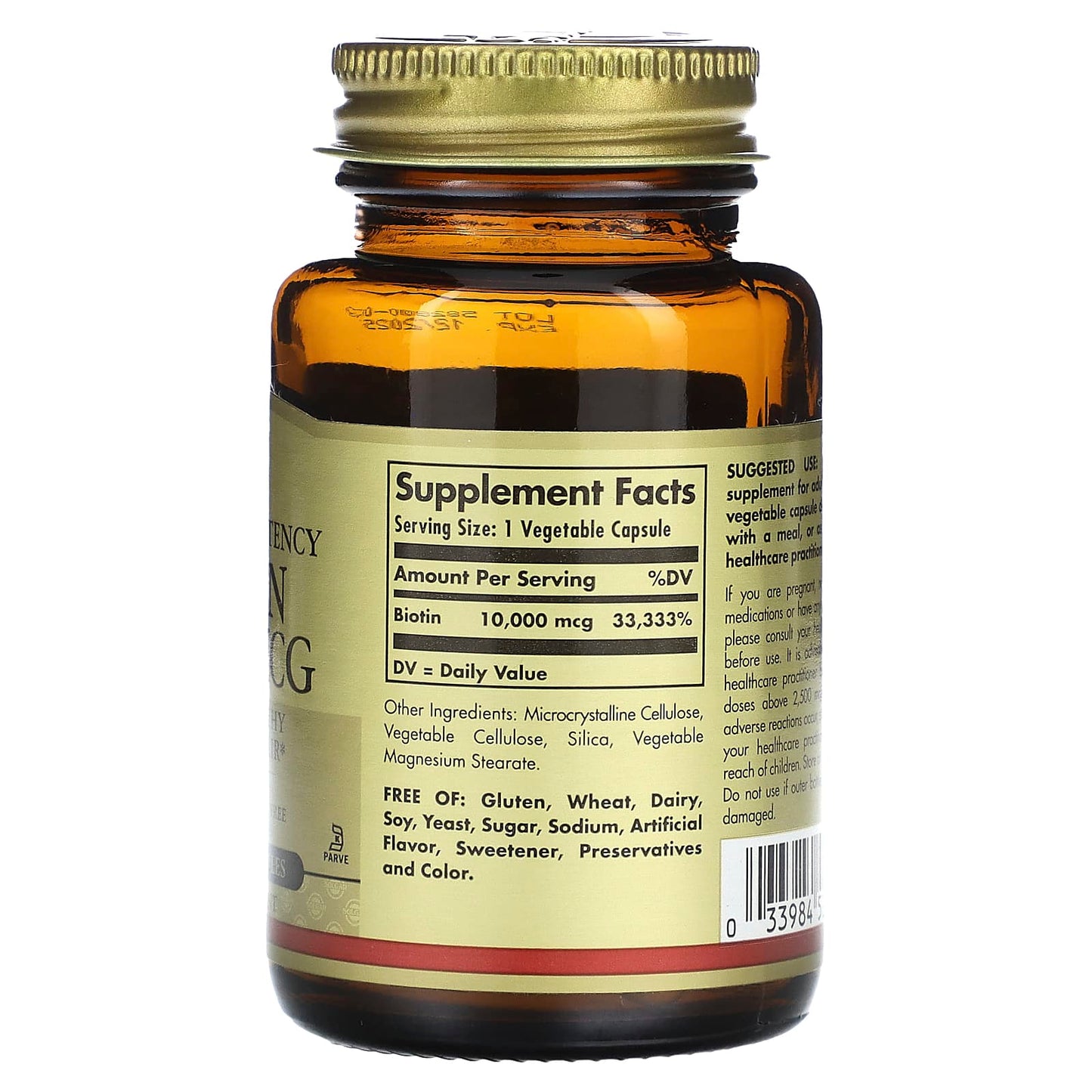 Solgar, Super High Potency Biotin, 10,000 mcg, 60 Vegetable Capsules - Image 2