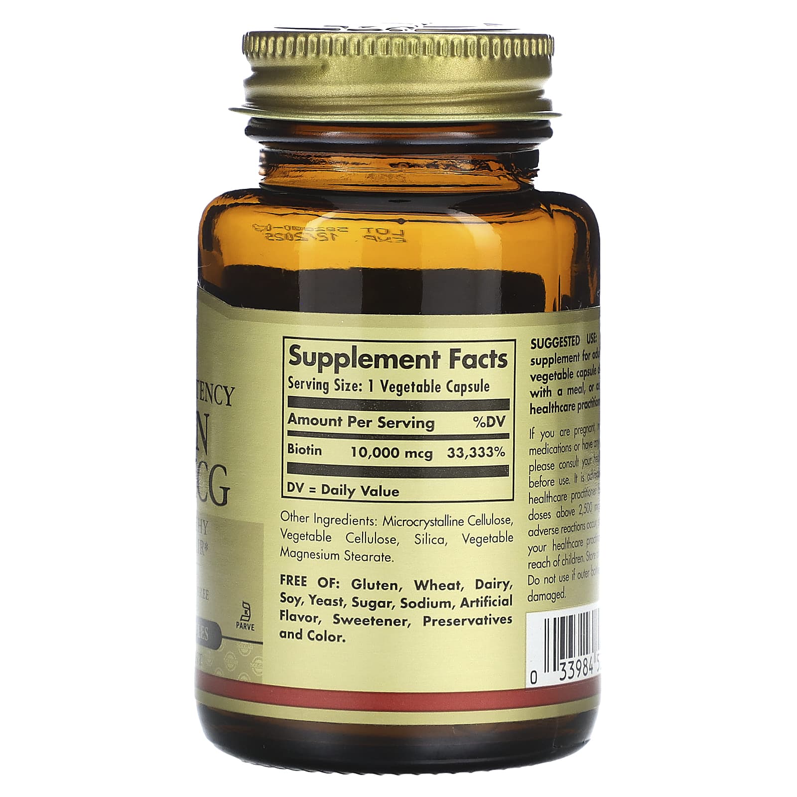 Solgar, Super High Potency Biotin, 10,000 mcg, 60 Vegetable Capsules - Image 2