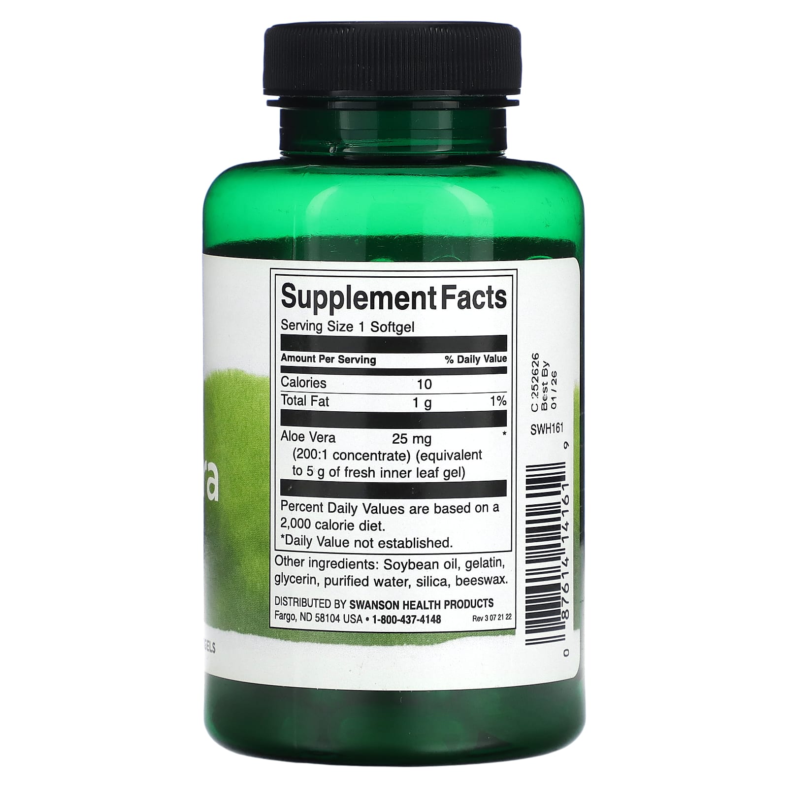 Swanson, Aloe Vera, 25 mg, 100 Softgels - Image 2