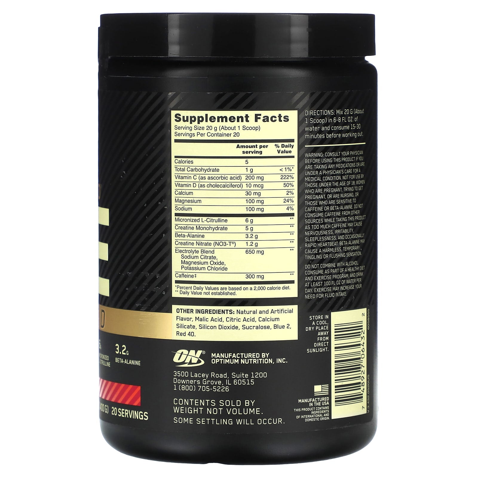 Optimum Nutrition, Gold Standard® Pre Advanced, Berry Blast, 14.1 oz (400 g) - Image 2