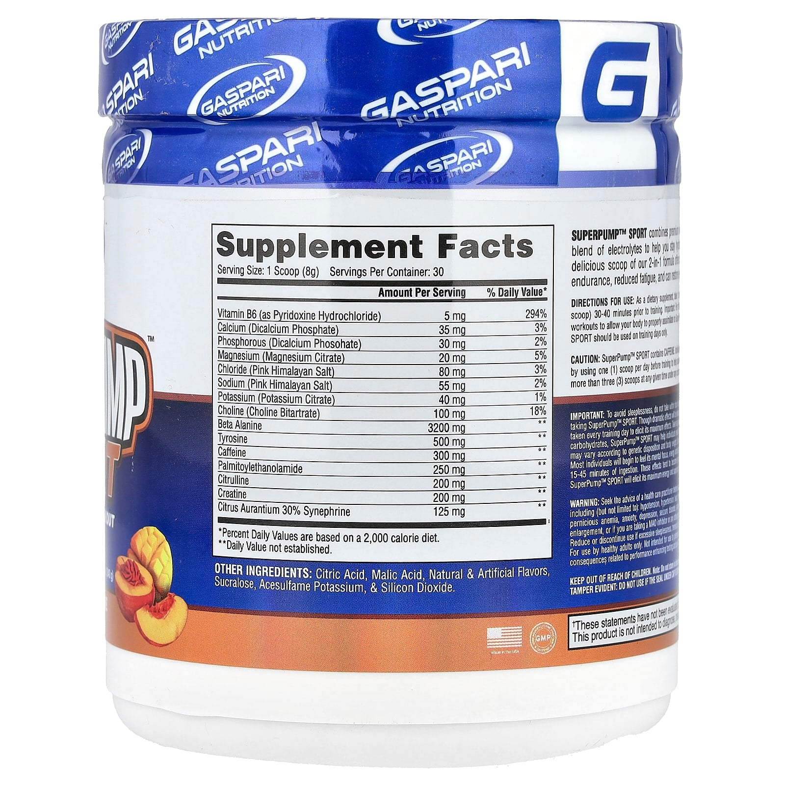 Gaspari Nutrition, SuperPump™ Sport, Hydrating Pre-Workout, Mango Nectarine, 8.47 oz (240 g)