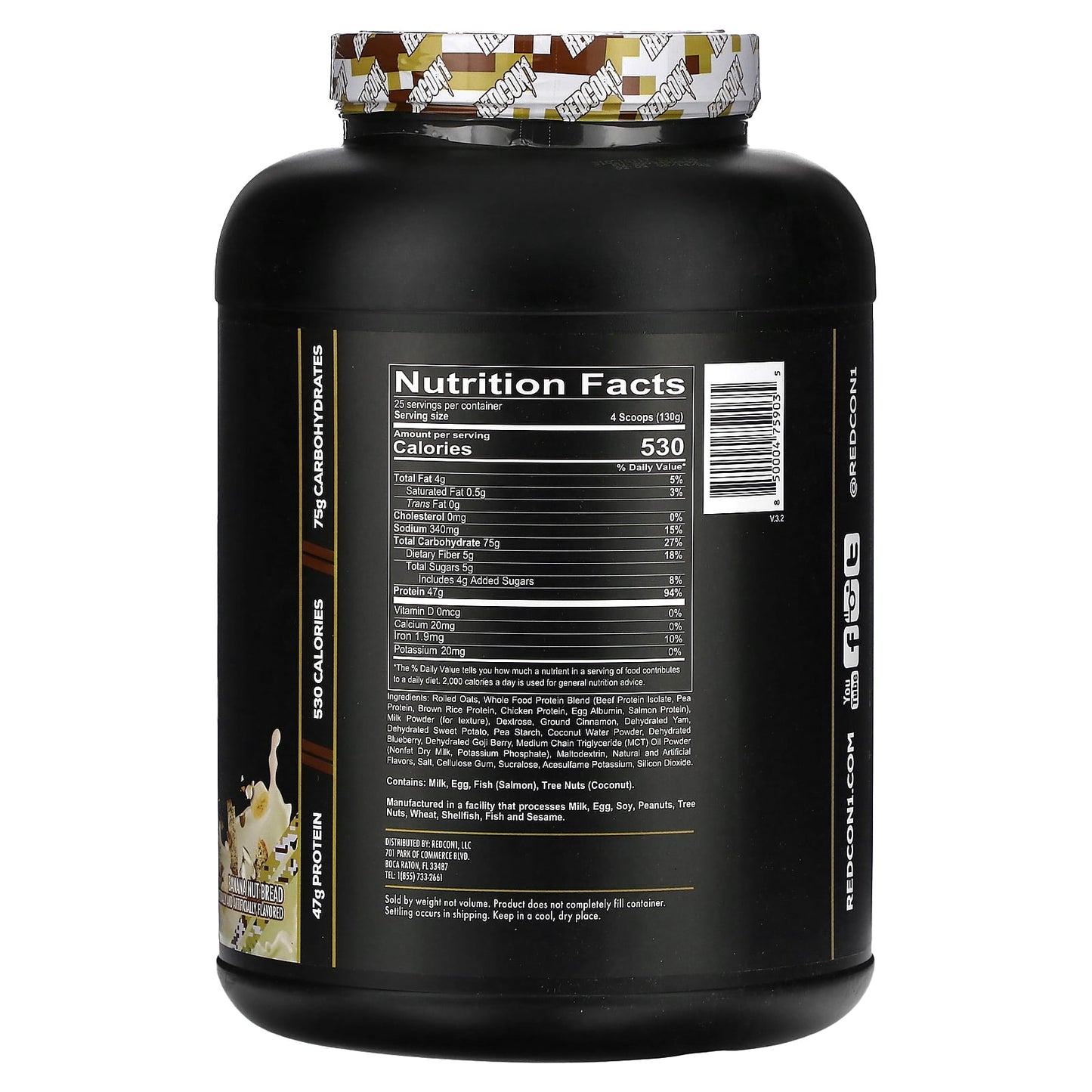 Redcon1, MRE, Whole Food Protein, Banana Nut Bread, 7.16 lb (3,250 g) - Image 2
