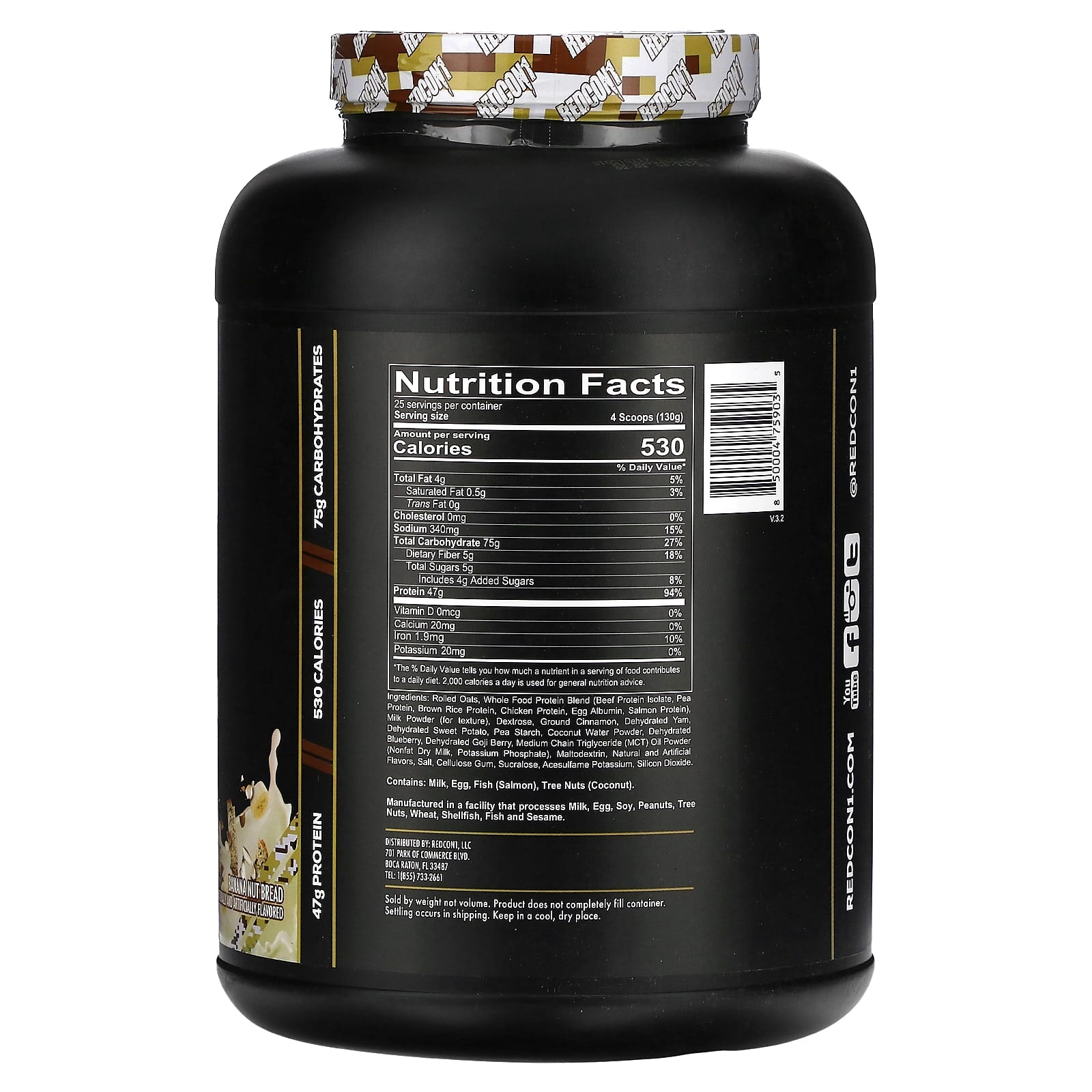 Redcon1, MRE, Whole Food Protein, Banana Nut Bread, 7.16 lb (3,250 g) - Image 2