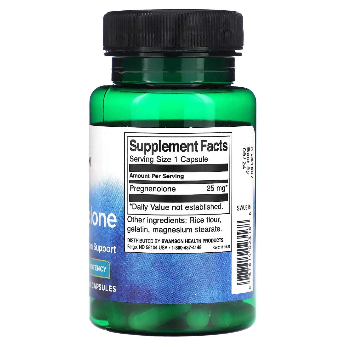 Swanson, Pregnenolone, High Potency, 25 mg, 60 Capsules - Image 2