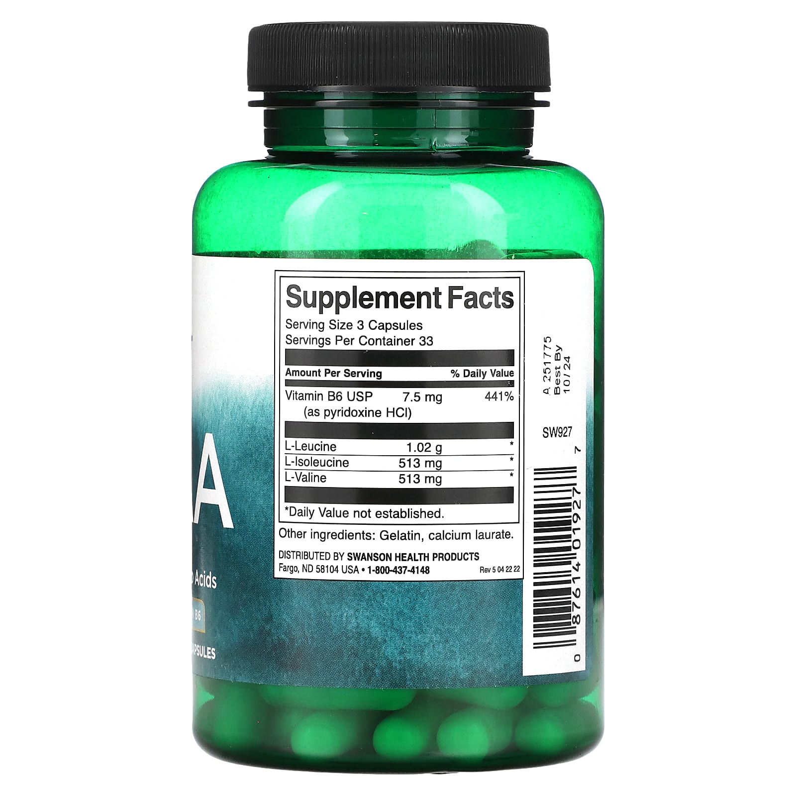 Swanson, BCAA, 100 Capsules - Image 2