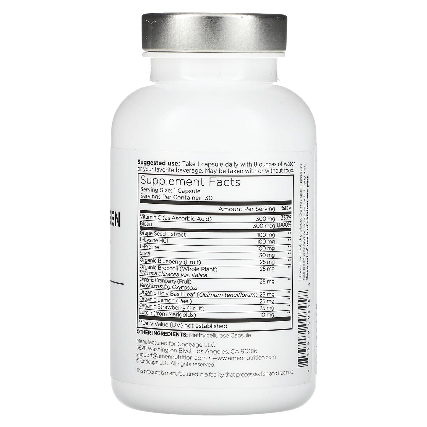 CodeAge Vegan Collagen Builder+, 30 Plant-Based Capsules for Skin & Hair - Image 2