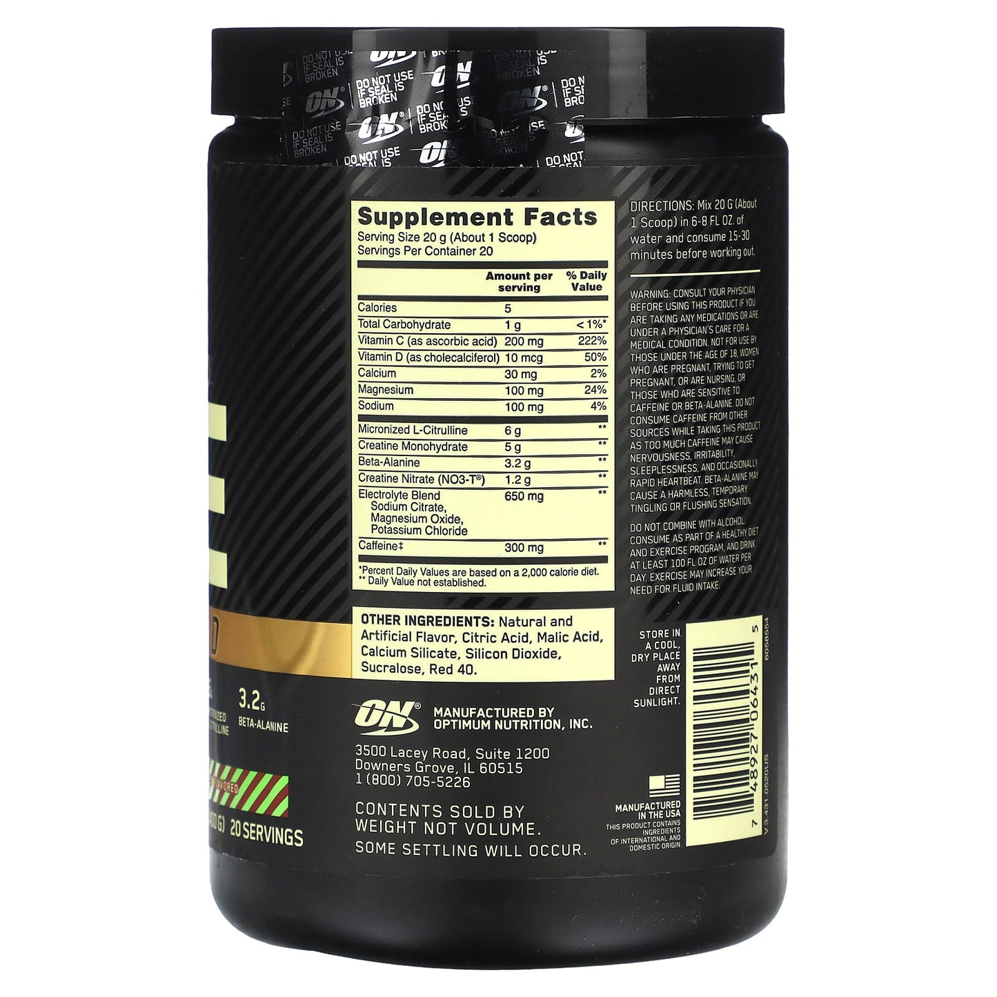 Optimum Nutrition, Gold Standard® Pre Advanced, Raspberry Lime Mojito, 14.1 oz (400 g) - Image 2