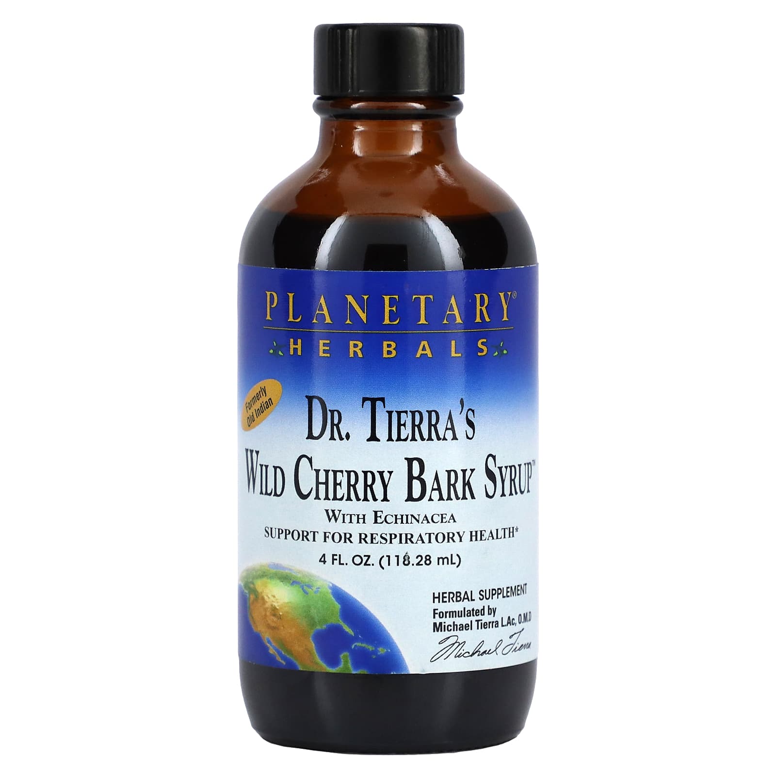 Planetary Herbals, Dr. Tierra's Wild Cherry Bark Syrup, 4 fl oz (118.28 ml) - Image 1