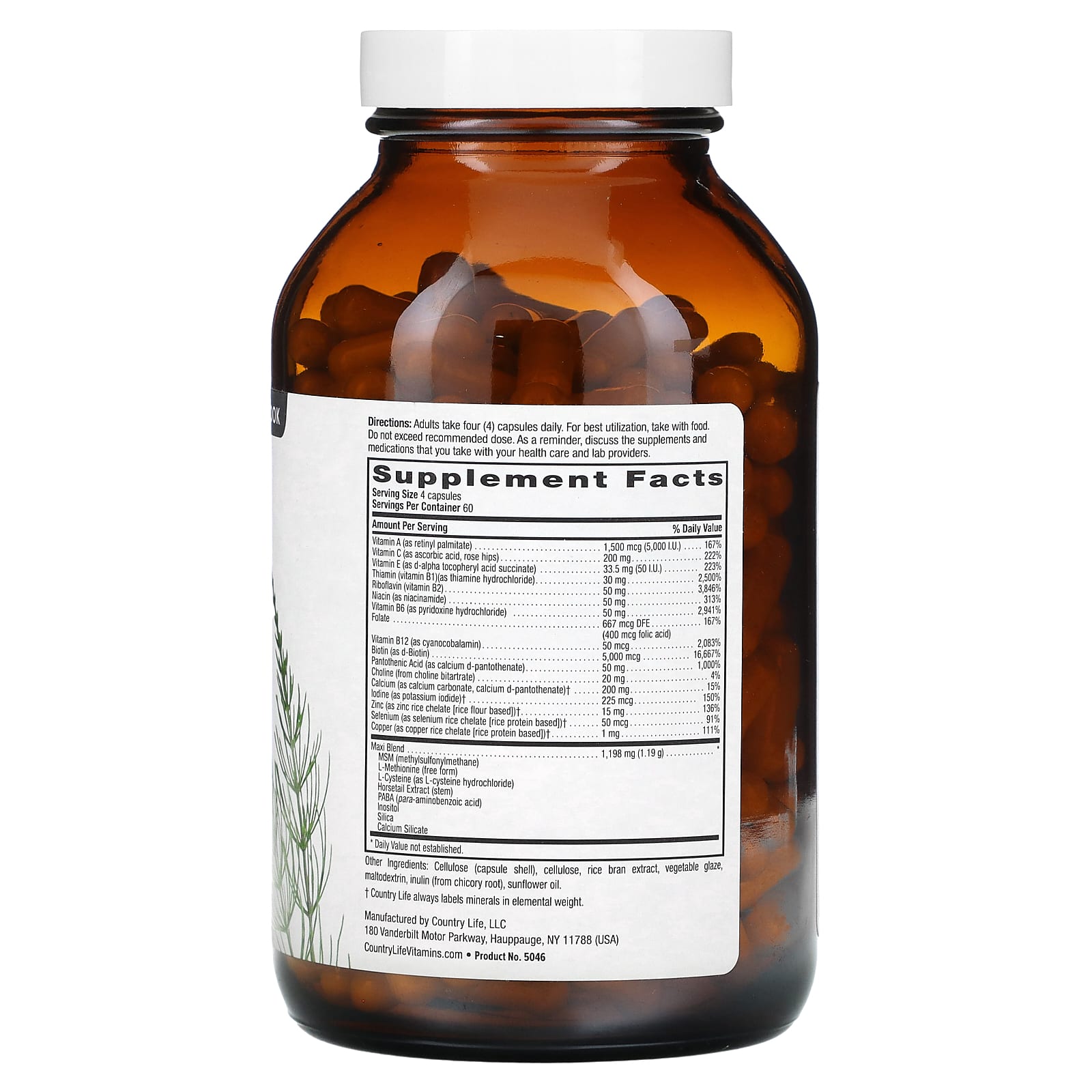 Country Life Maxi-Hair Plus, 240 Vegetarian Capsules for Hair, Skin, and Nails - Image 2