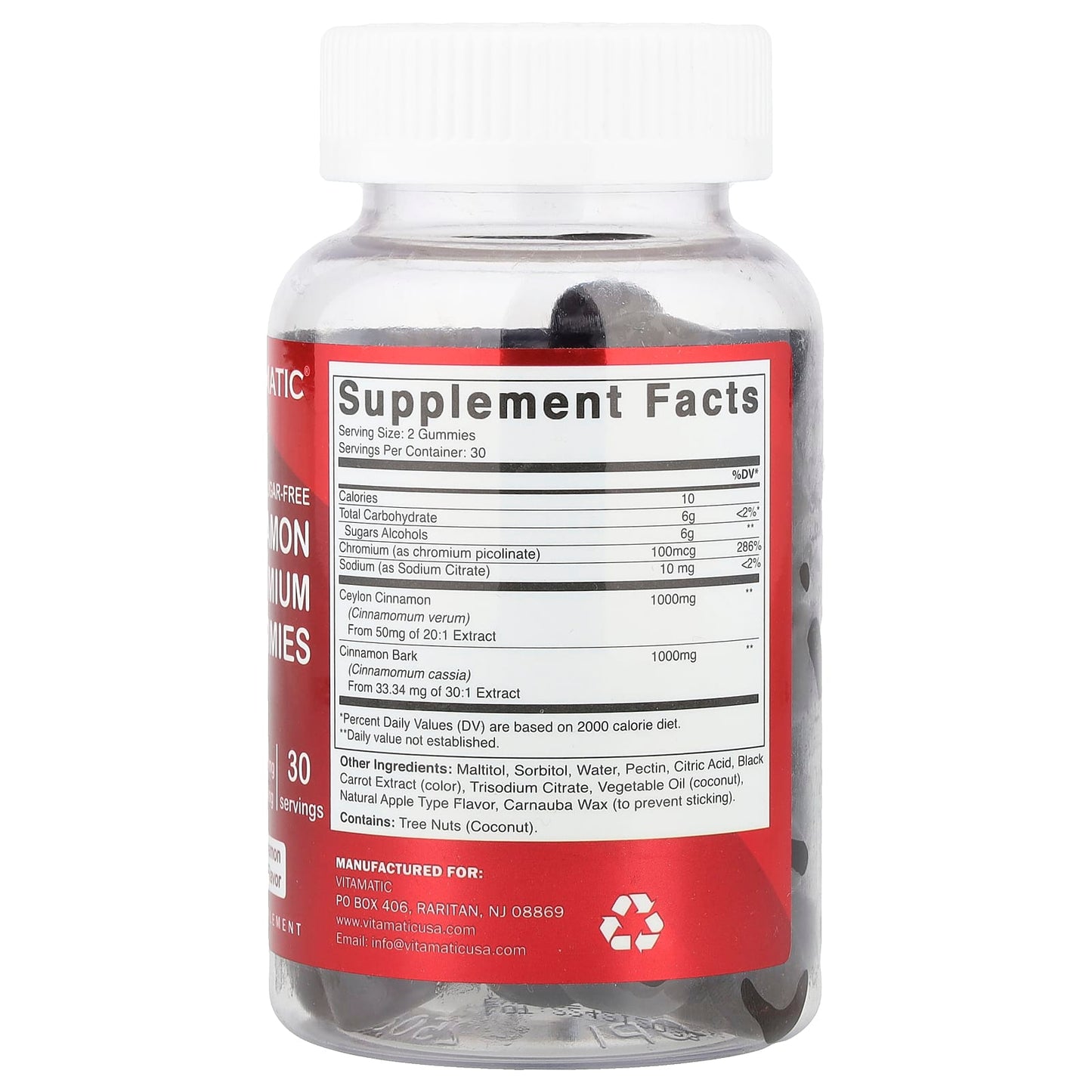 Vitamatic, Cinnamon Chromium Gummies, Natural Cinnamon & Apple Pie, 2,000 mg, 60 Gummies (1,000 mg per Gummy) - Image 2