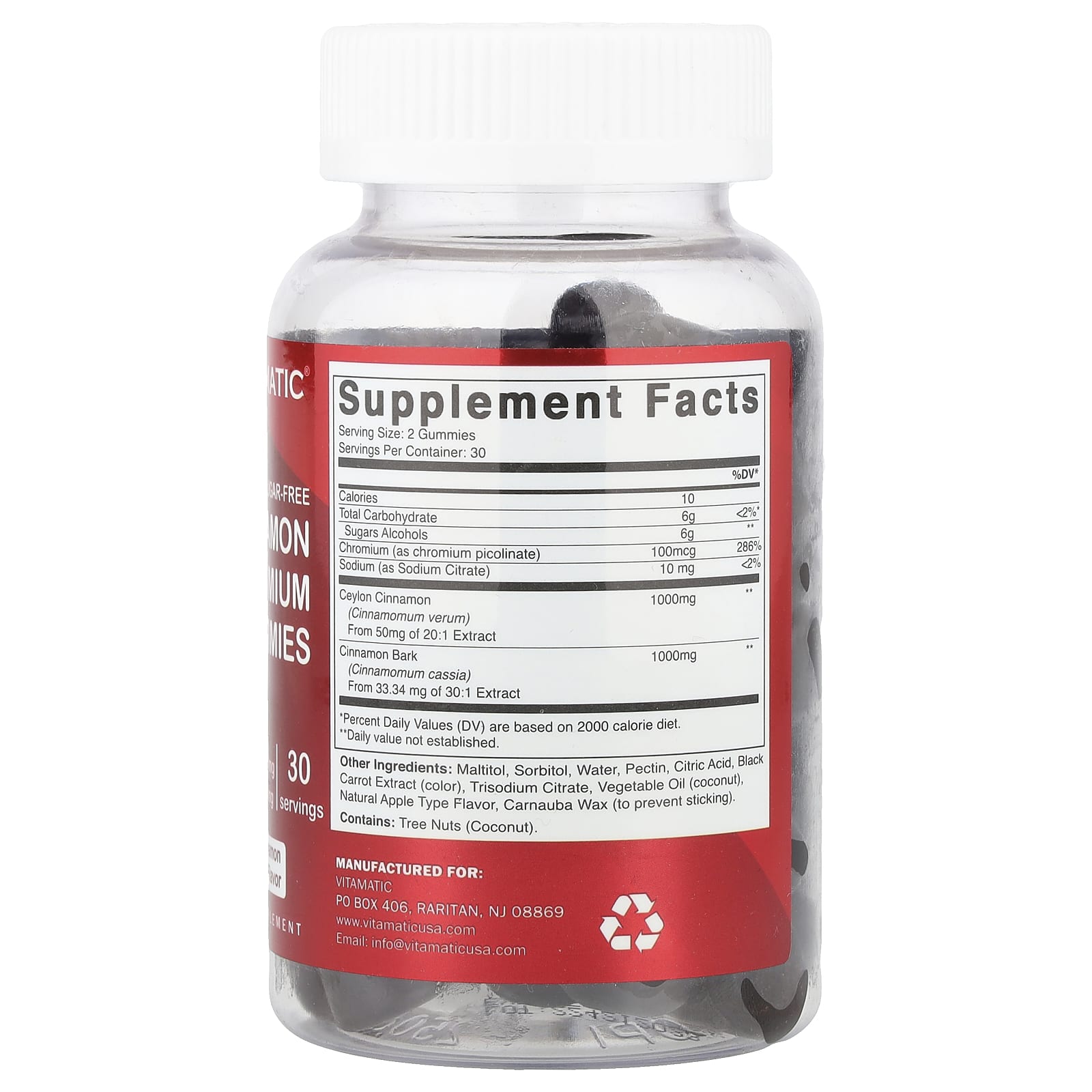 Vitamatic, Cinnamon Chromium Gummies, Natural Cinnamon & Apple Pie, 2,000 mg, 60 Gummies (1,000 mg per Gummy) - Image 2