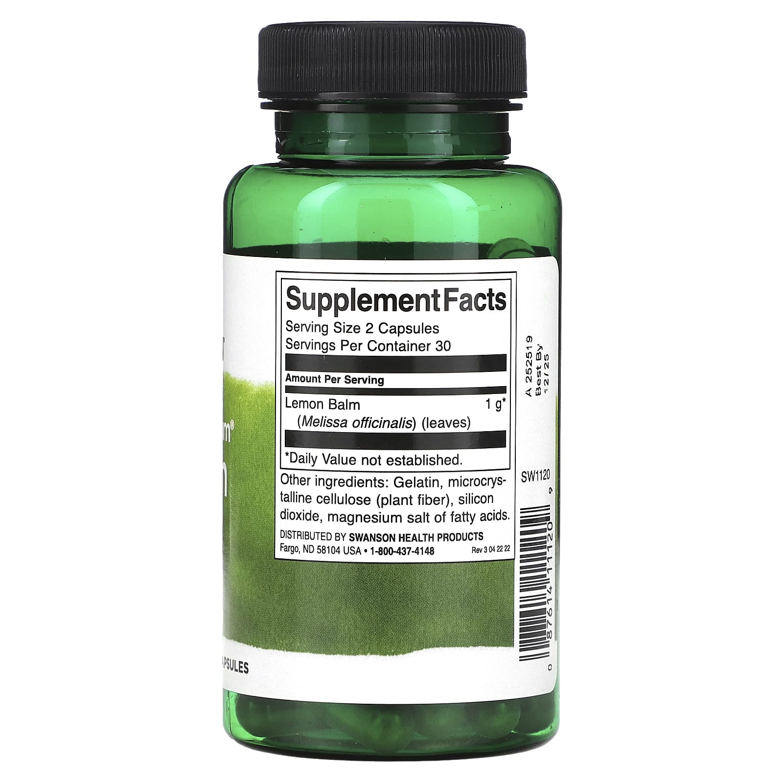 Swanson, Full Spectrum Lemon Balm, 500 mg, 60 Capsules - Image 2