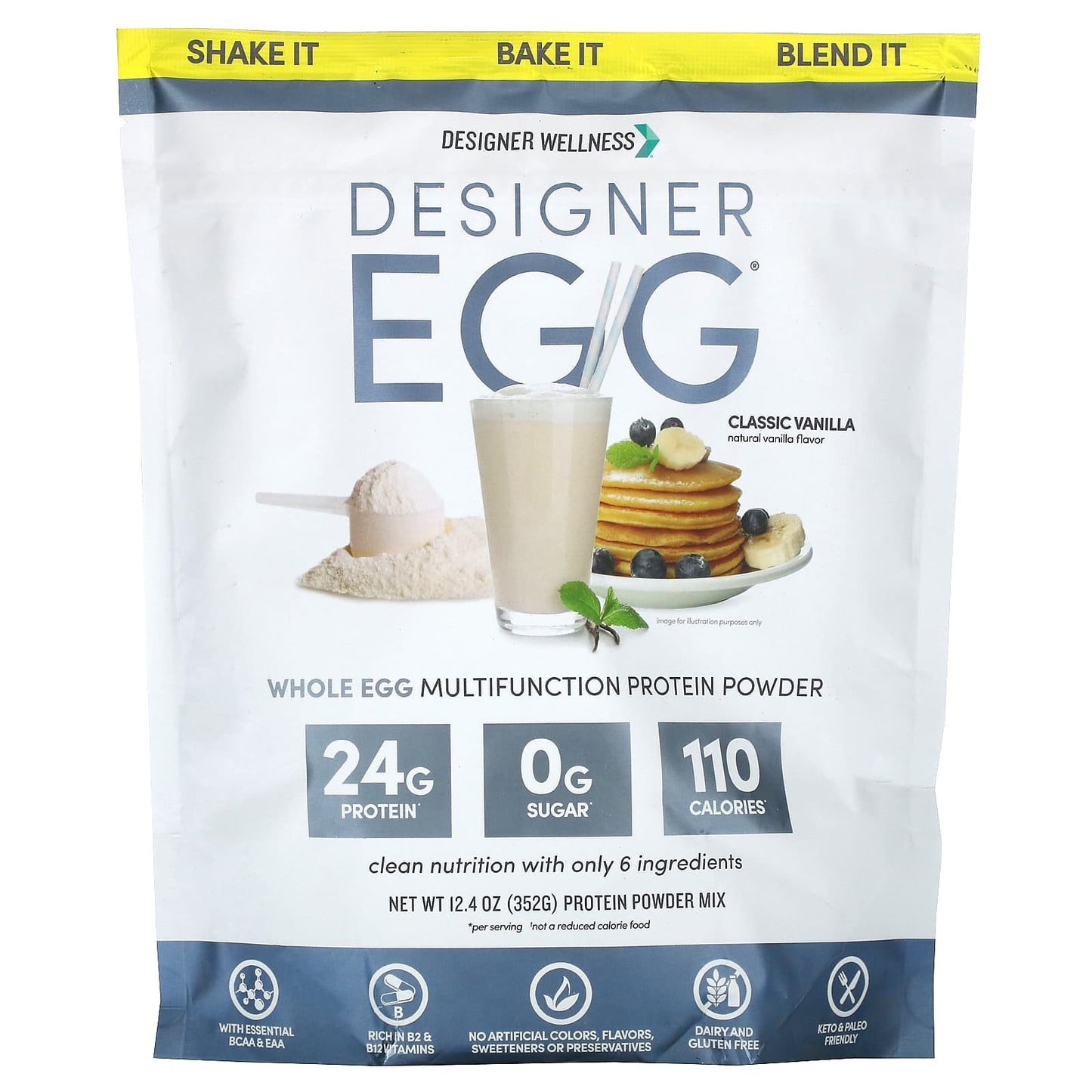 Designer Wellness, Designer Egg®, Whole Egg Multifunction Protein Powder, Classic Vanilla, 12.4 oz (352 g)