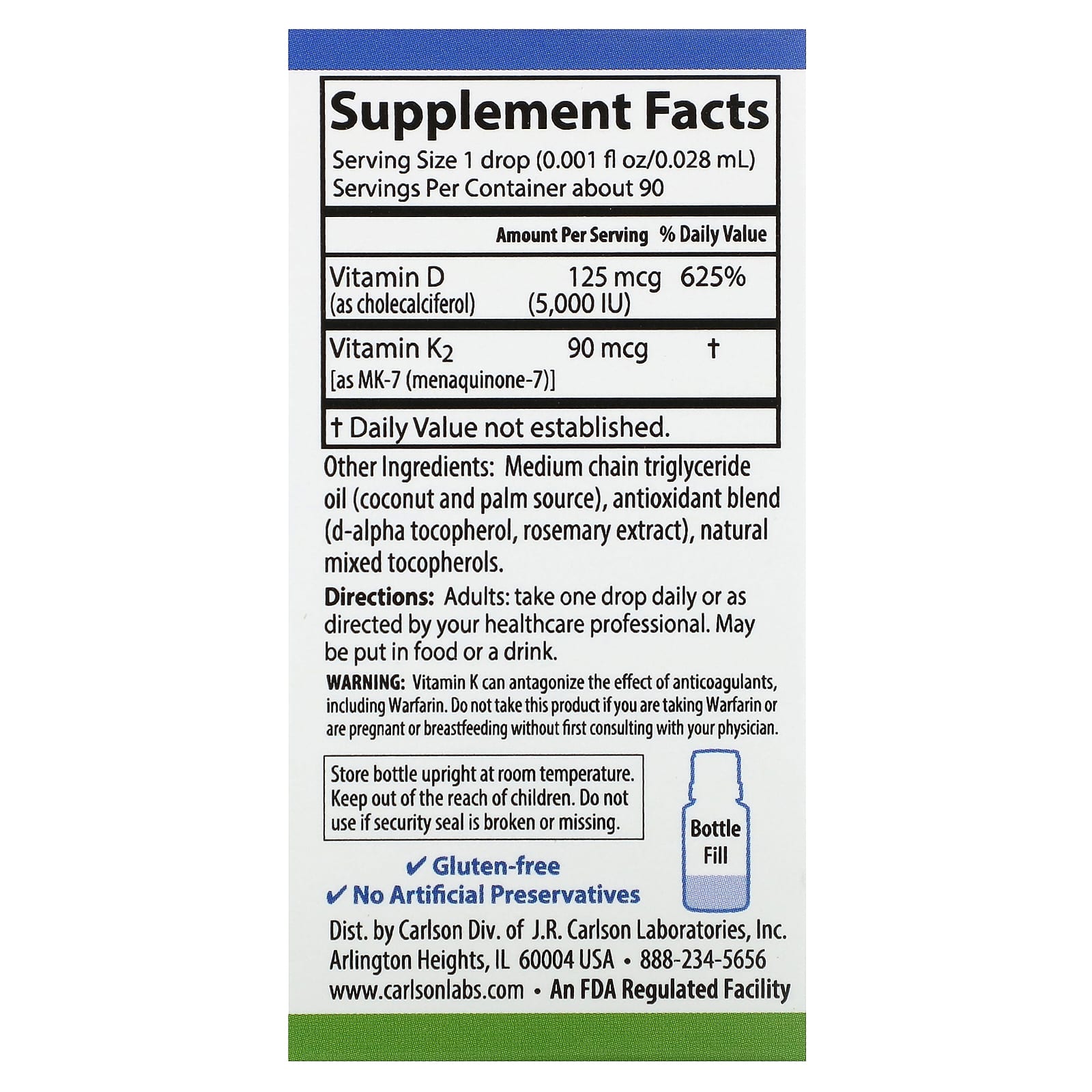 Carlson Super Daily D3 K2 Liquid Vitamin Supplement - Image 2