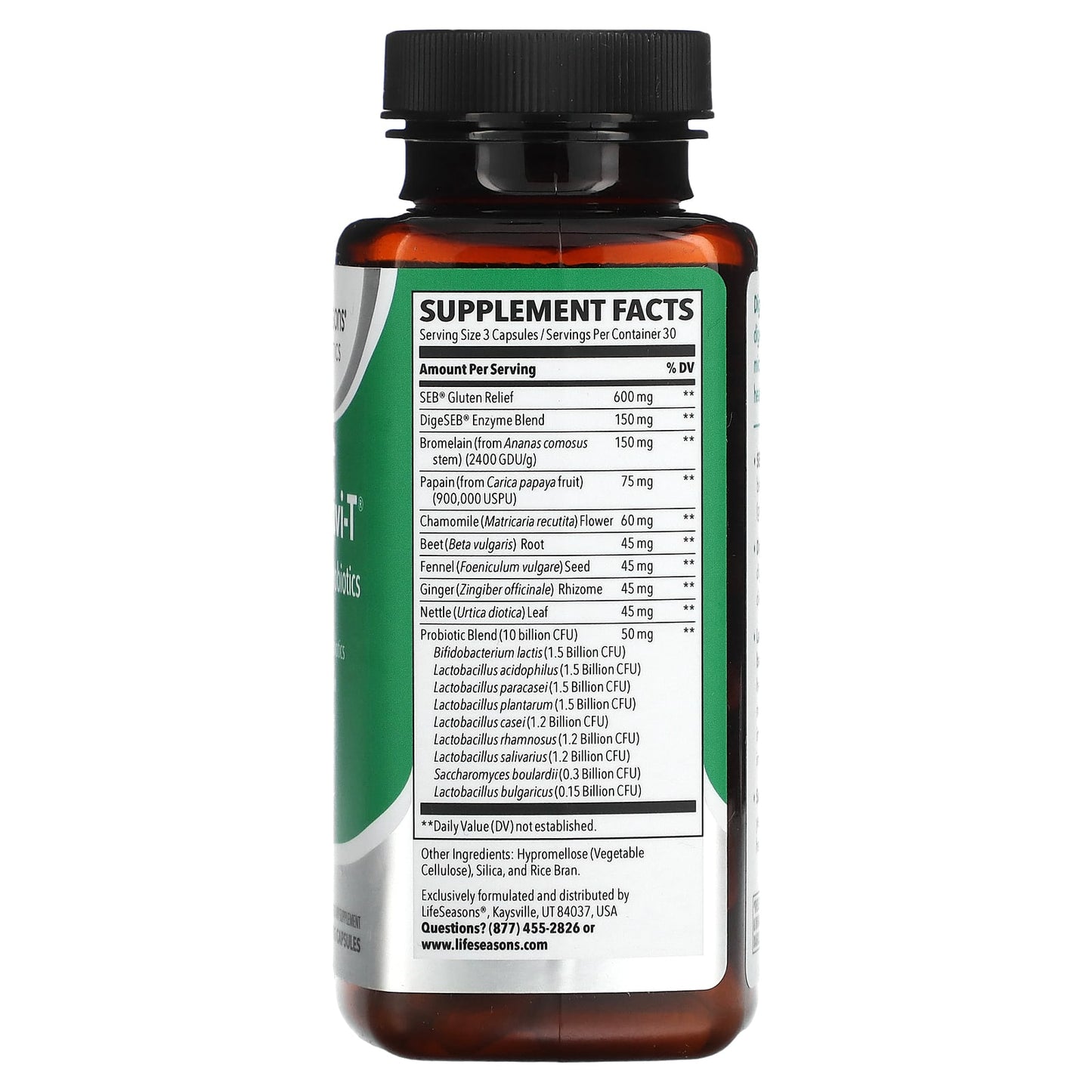 LifeSeasons, Digestivi-T, Enzymes + Probiotics, 90 Veg Capsules - Image 2