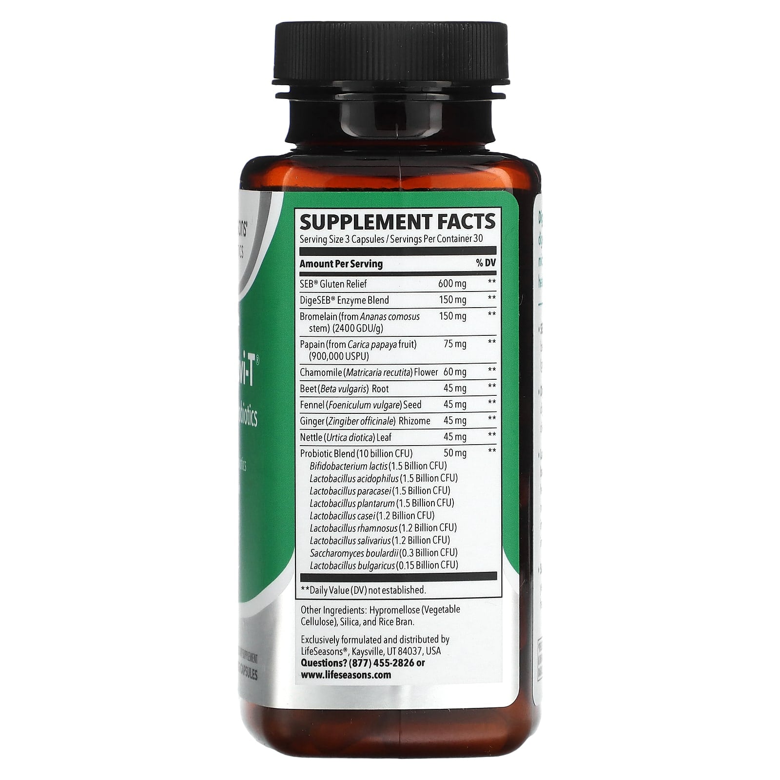 LifeSeasons, Digestivi-T, Enzymes + Probiotics, 90 Veg Capsules - Image 2