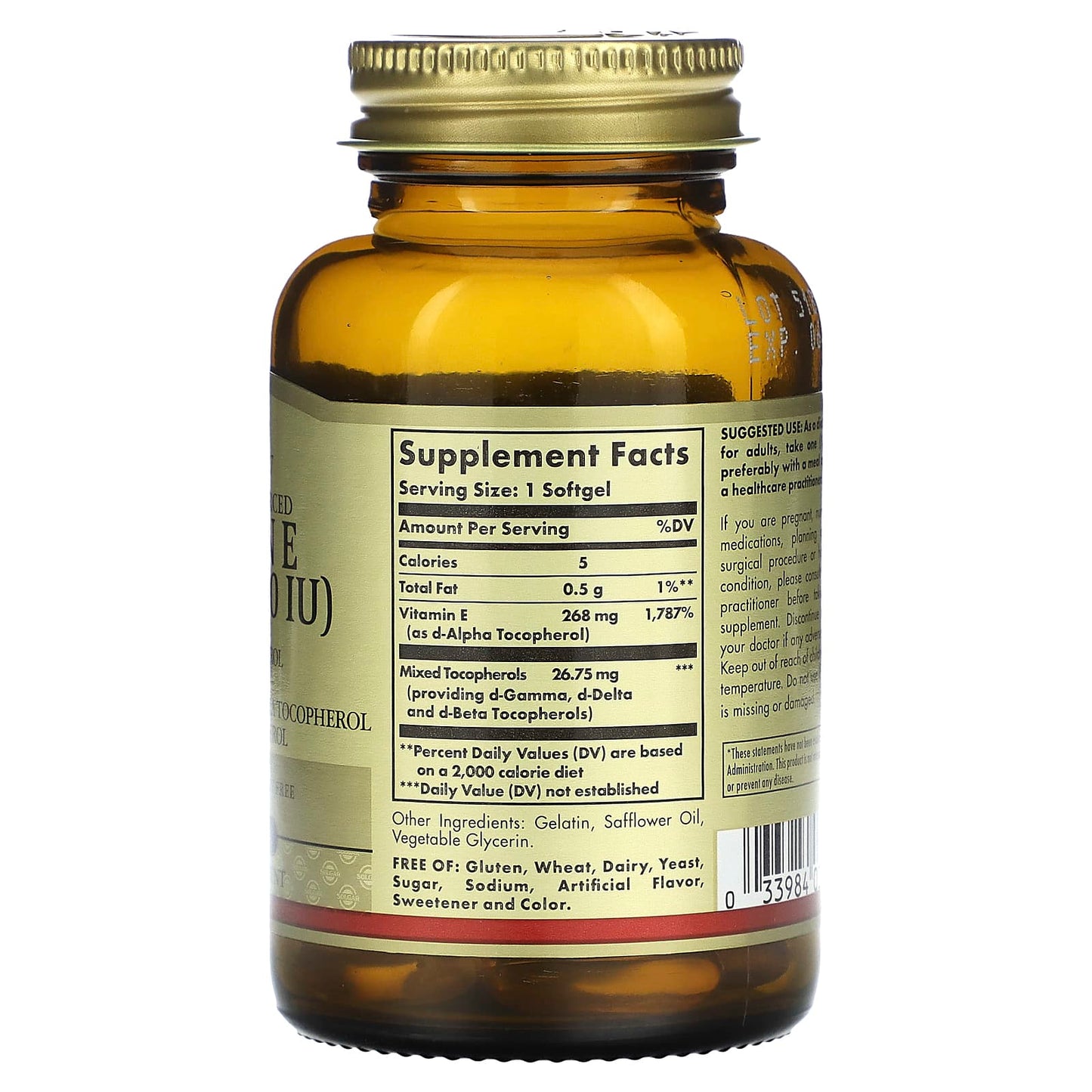 Solgar, Naturally Sourced Vitamin E, 268 mg (400 IU), 50 Softgels