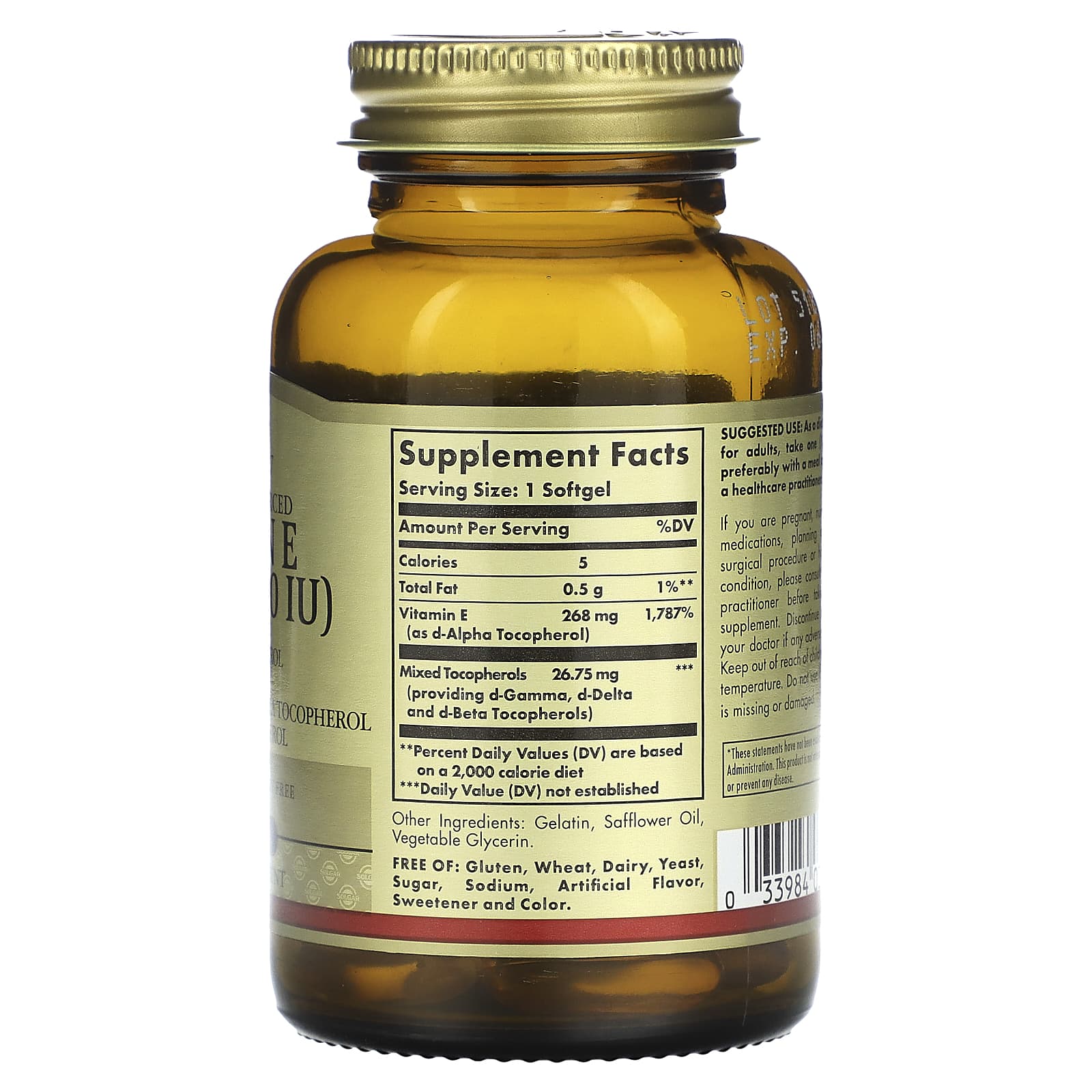Solgar, Naturally Sourced Vitamin E, 268 mg (400 IU), 50 Softgels