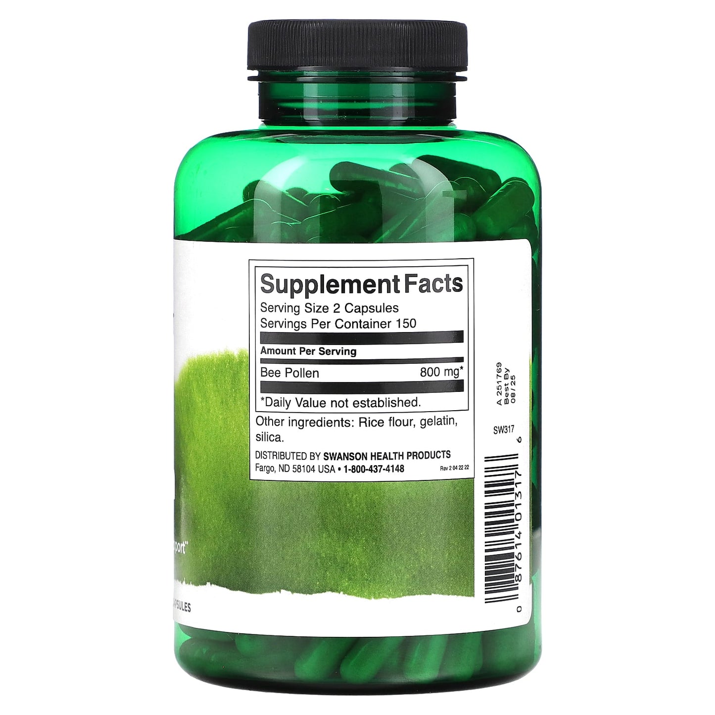 Swanson, Bee Pollen, 400 mg, 300 Capsules - Image 2